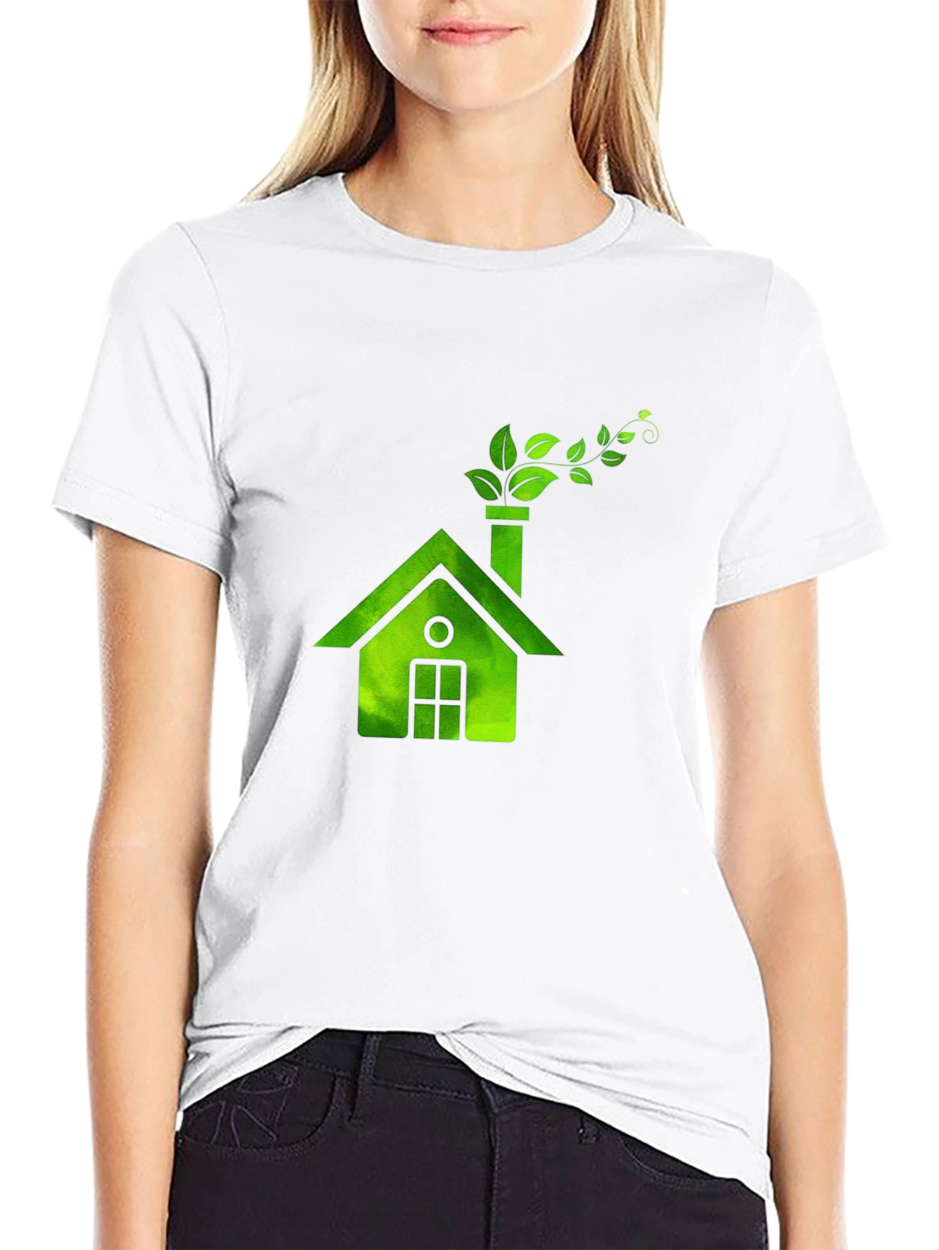 Eco House Graphic Tee - Black Green Print