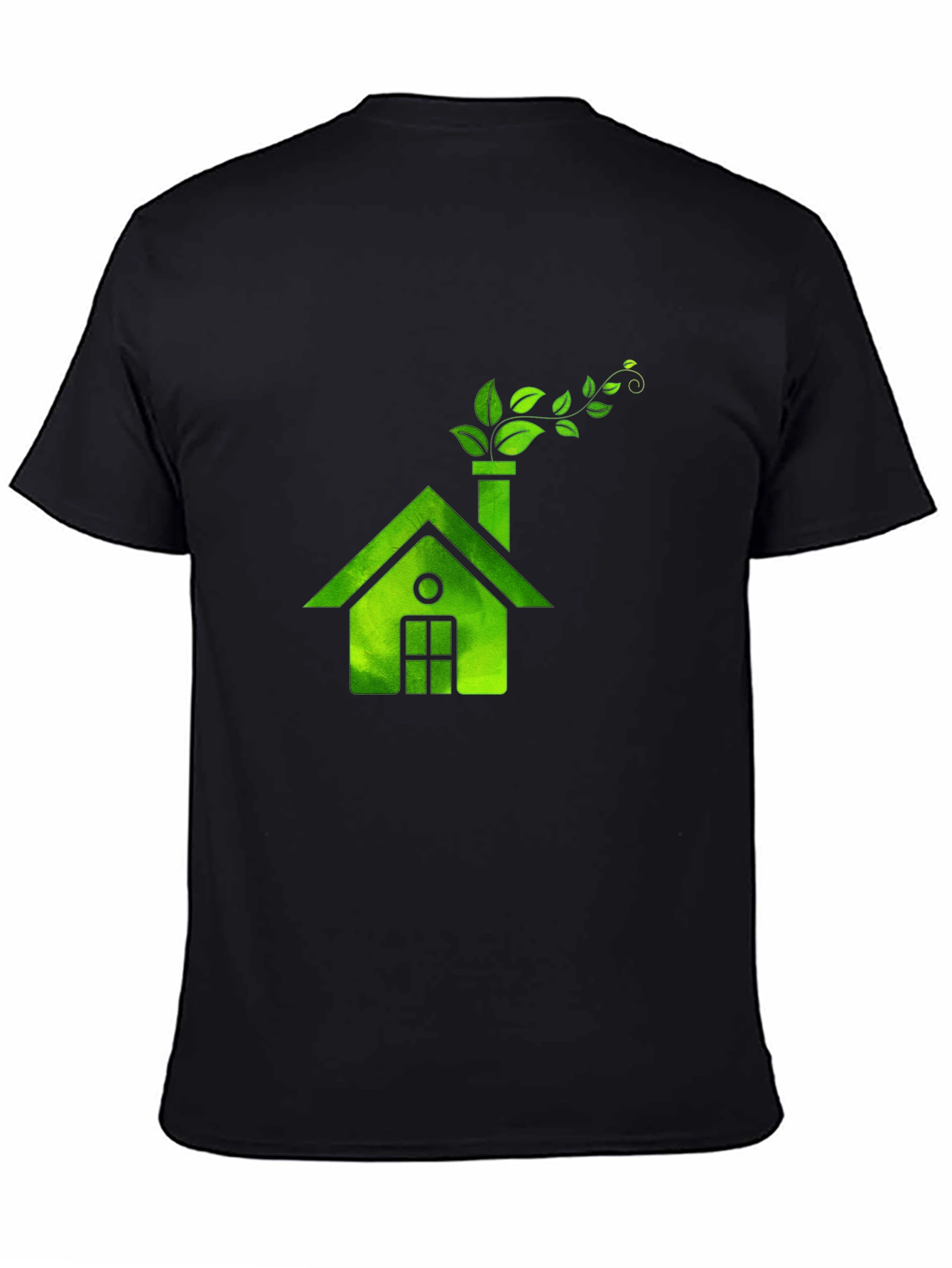 Eco House Graphic Tee - Black Green Print