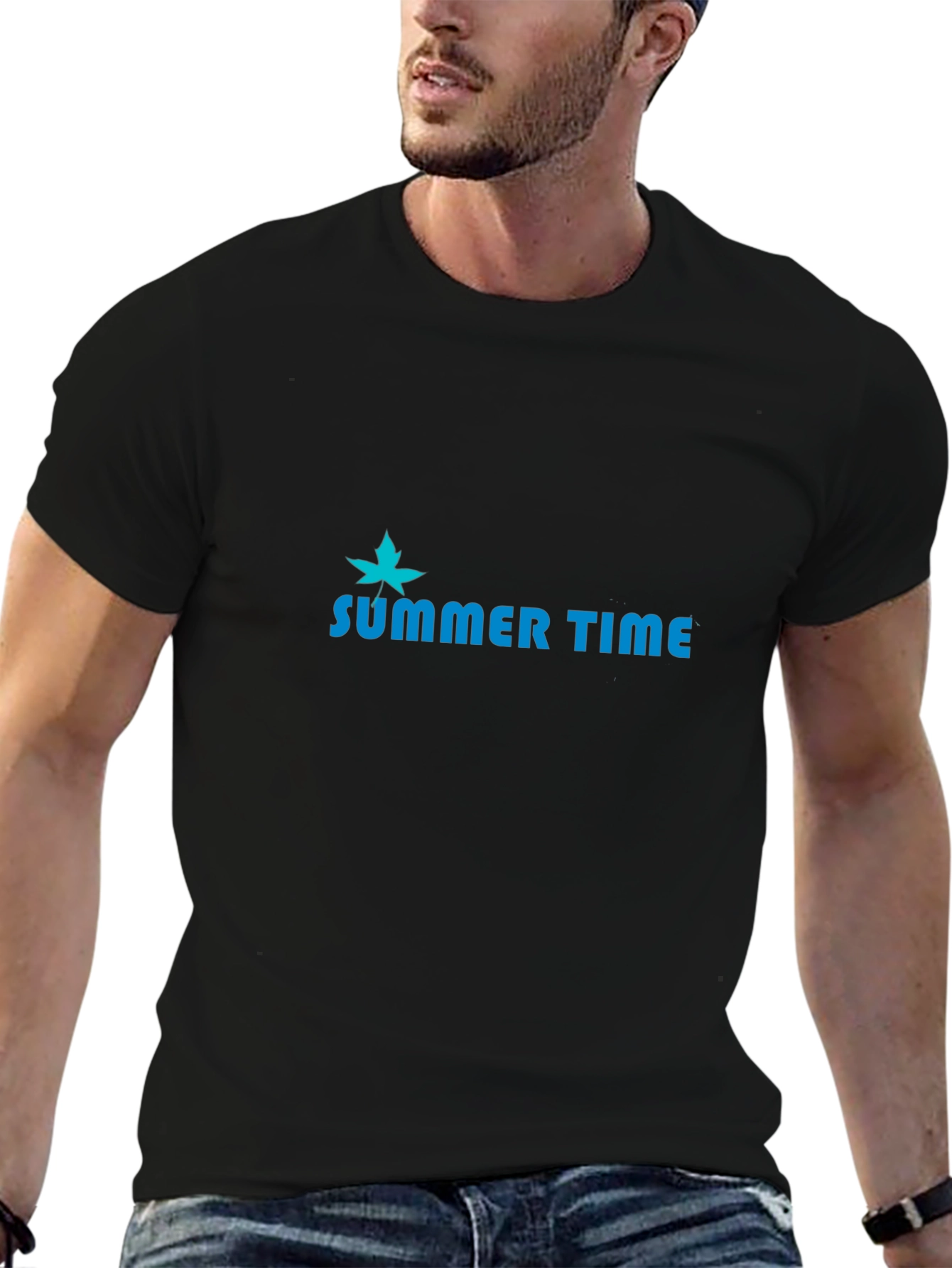 Summer Time Graphic Tee - Casual Black T-Shirt