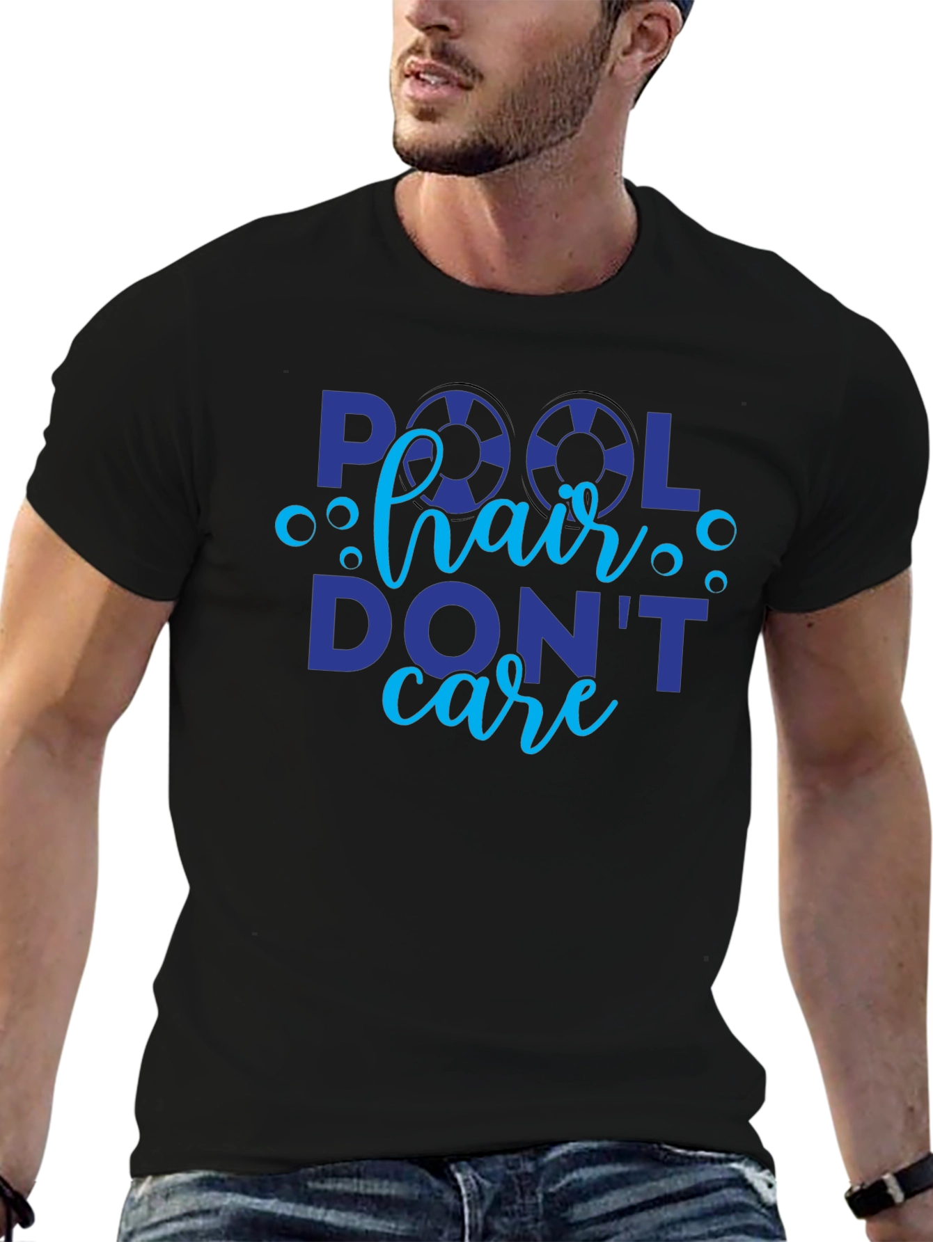 Pool Hair Dont Care Graphic Tee - Black
