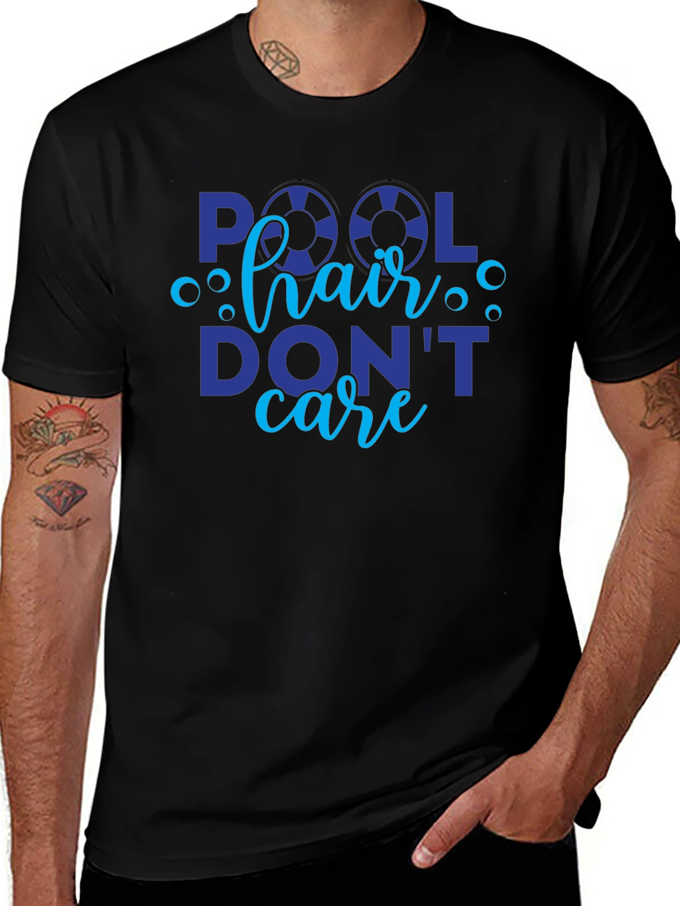 Pool Hair Dont Care Graphic Tee - Black