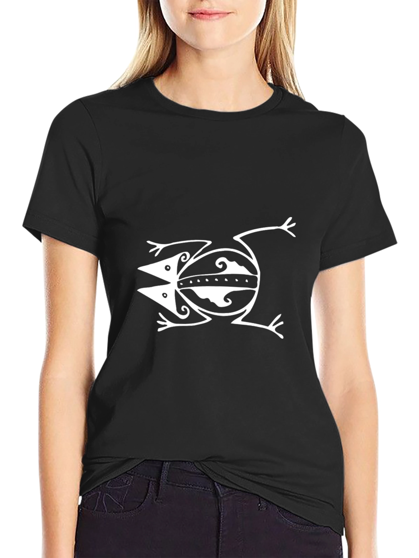 Tribal Frog Graphic Tee - Black