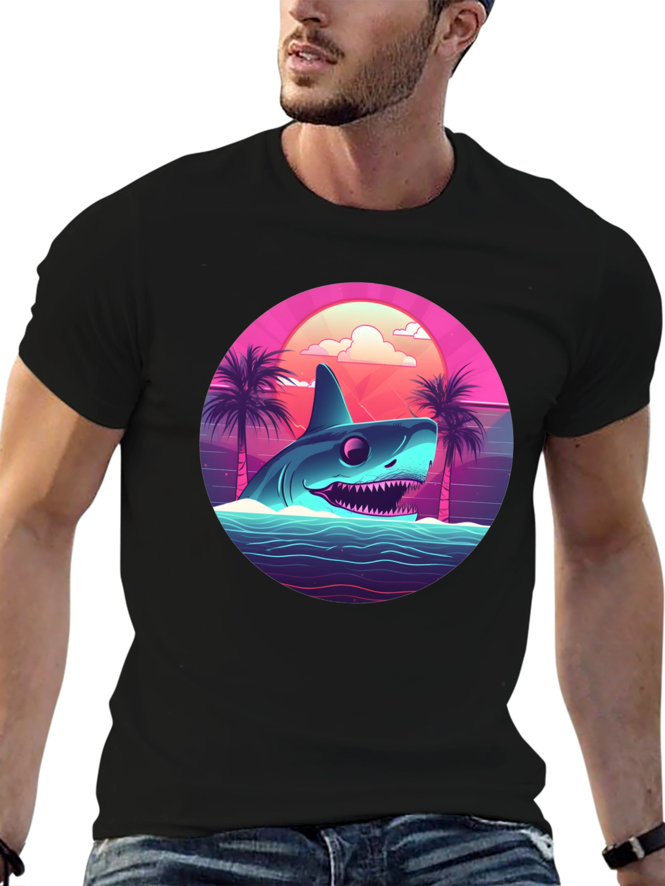 Retro Shark T-Shirt - 80s Style