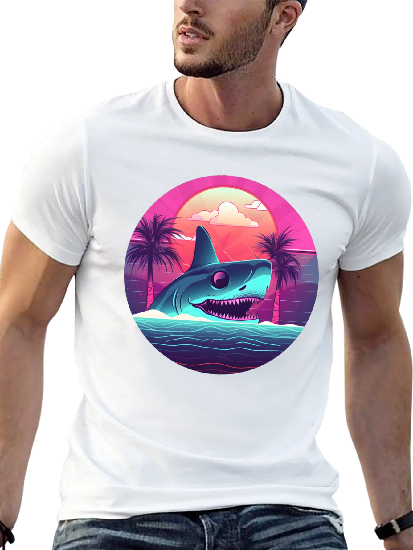 Retro Shark T-Shirt - 80s Style