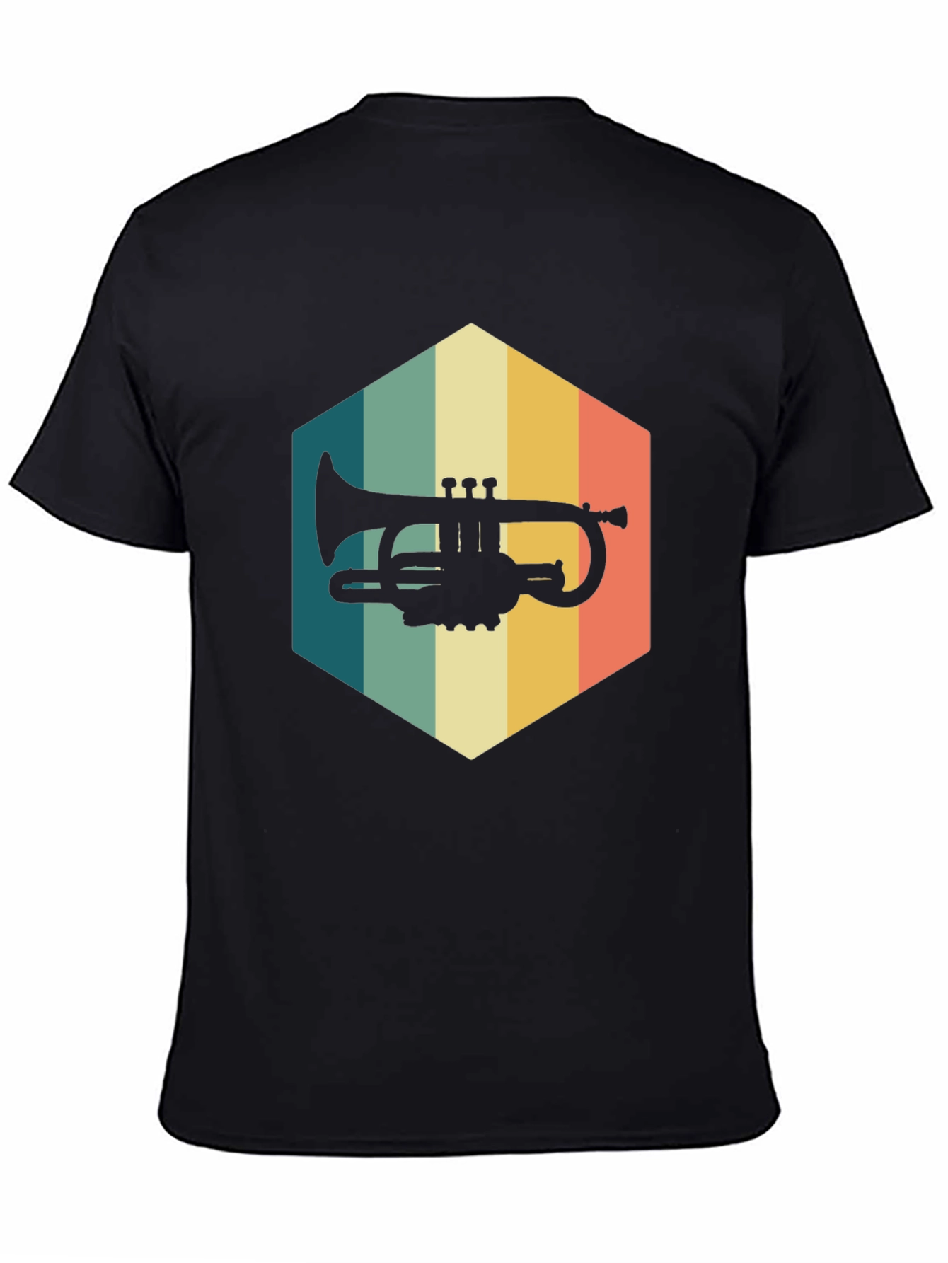 Retro Trumpet Black T-Shirt - Music Lover Tee