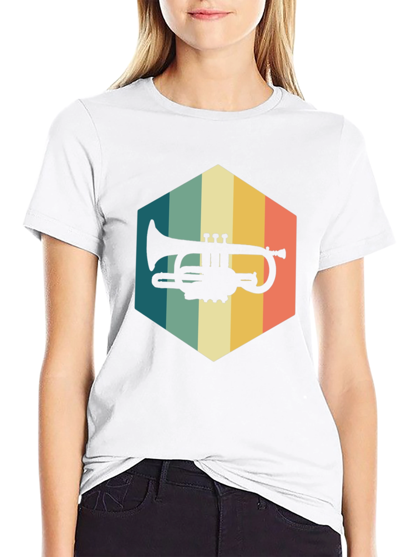 Retro Trumpet Black T-Shirt - Music Lover Tee