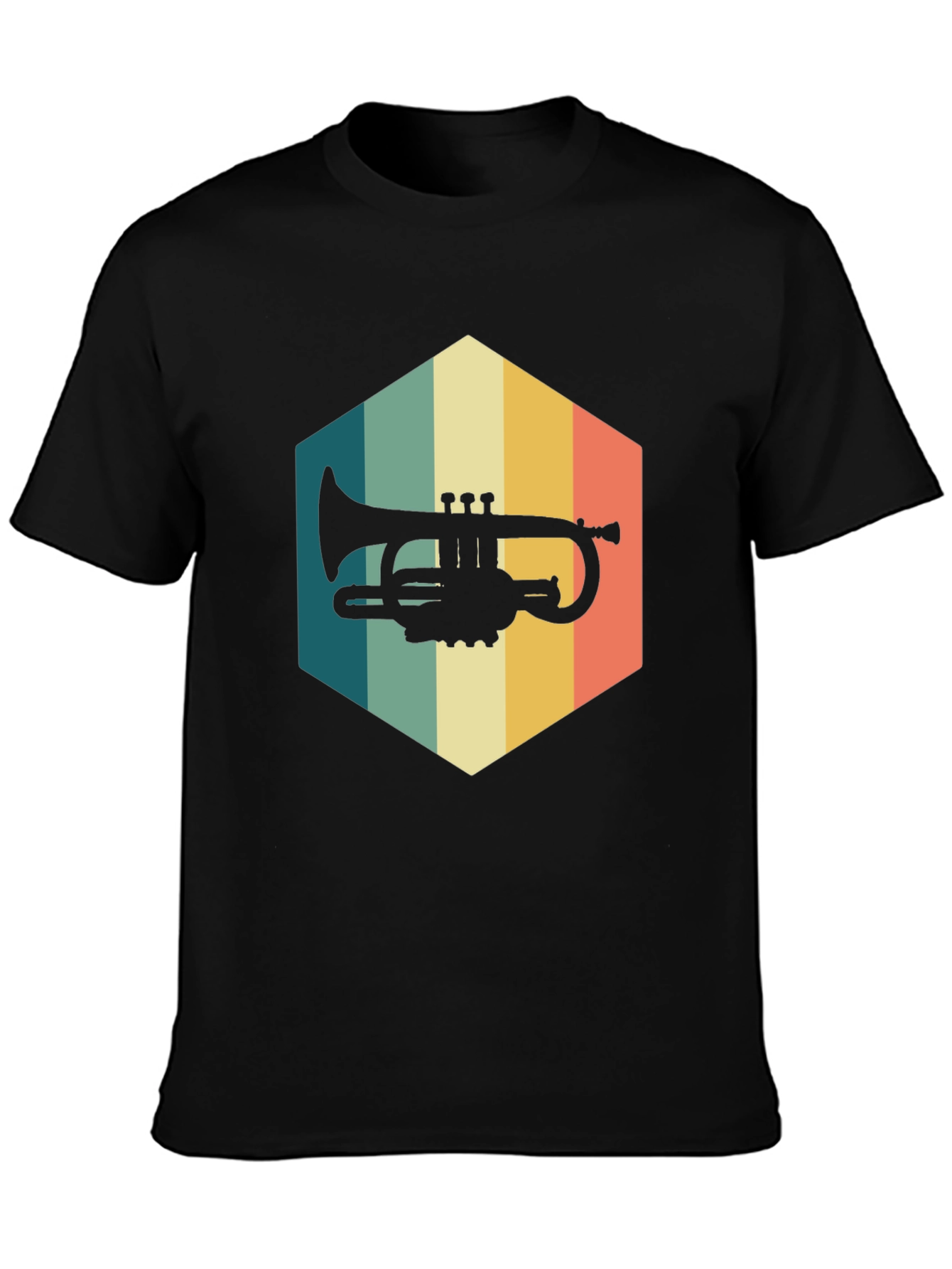 Retro Trumpet Black T-Shirt - Music Lover Tee