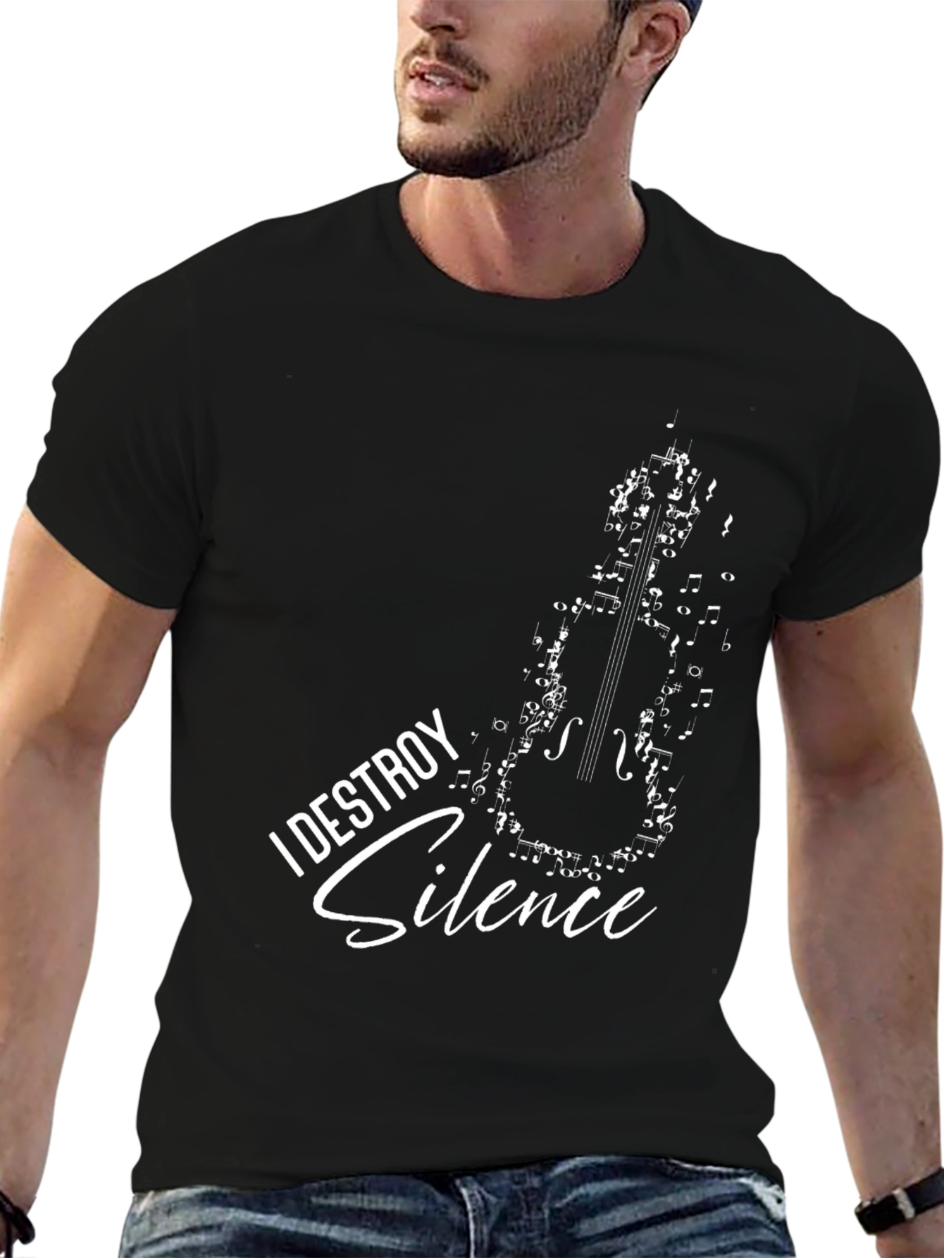I Destroy Silence Musician T-Shirt Black