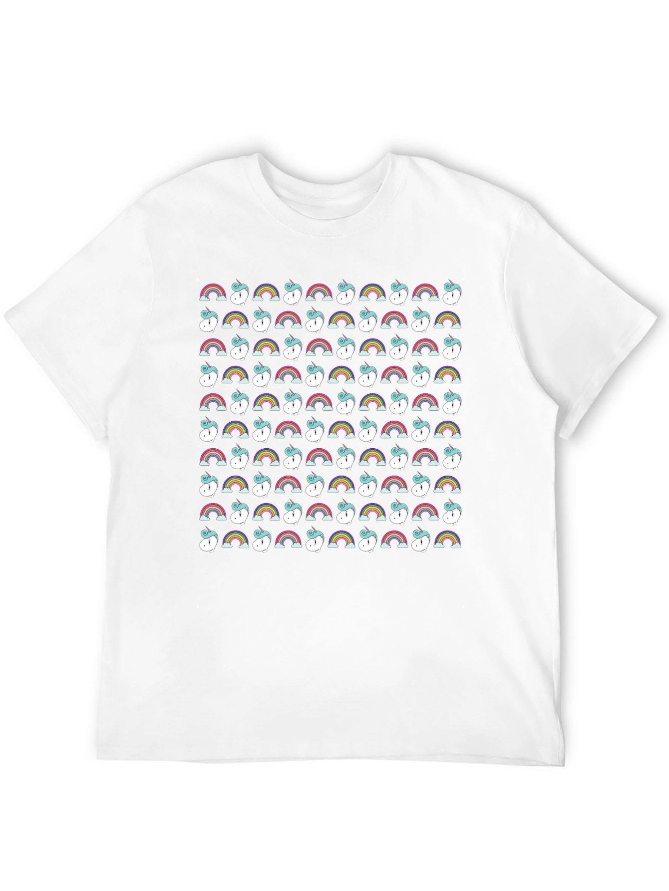 Rainbow Unicorn Pattern Black T-Shirt