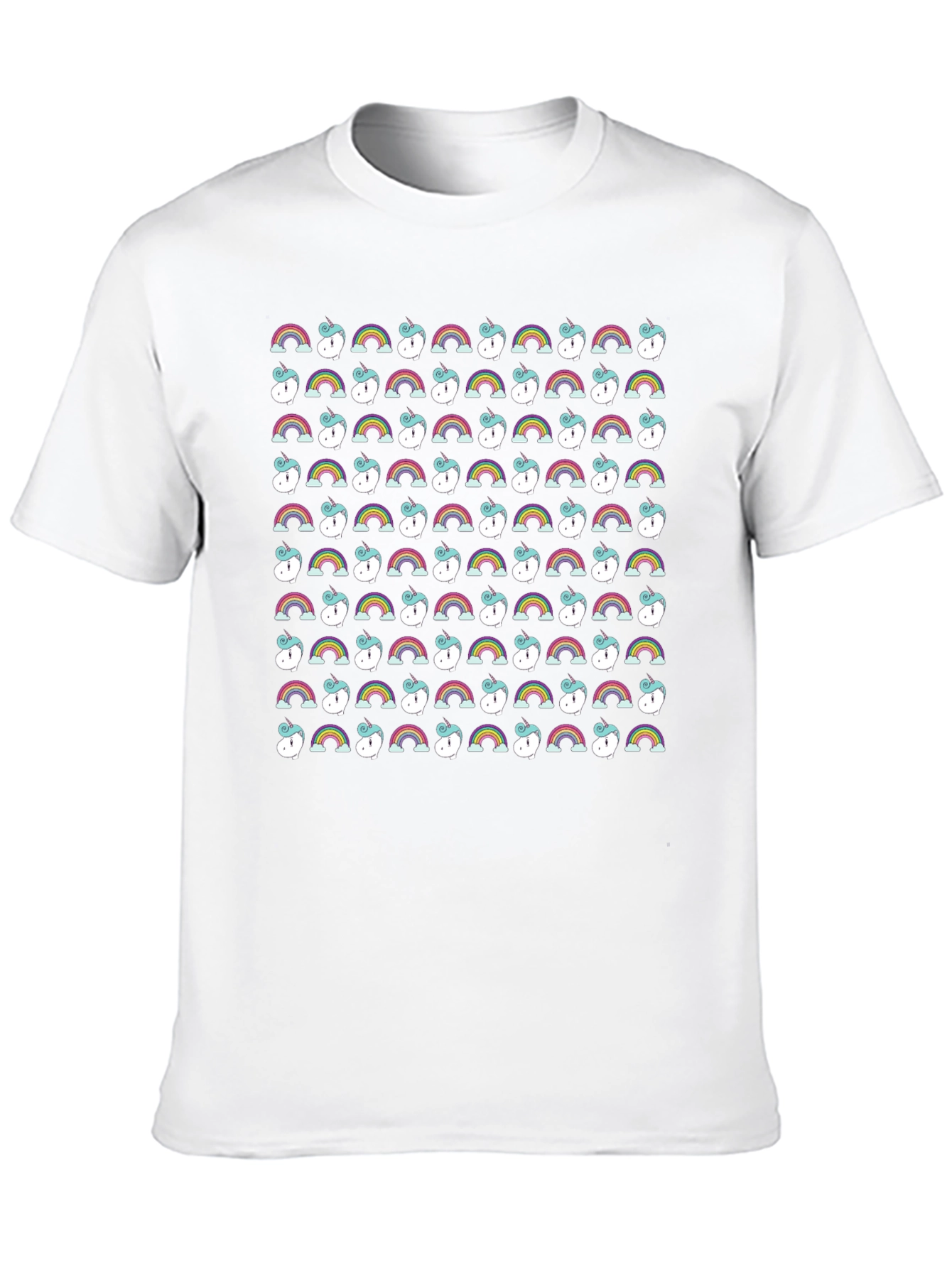 Rainbow Unicorn Pattern Black T-Shirt