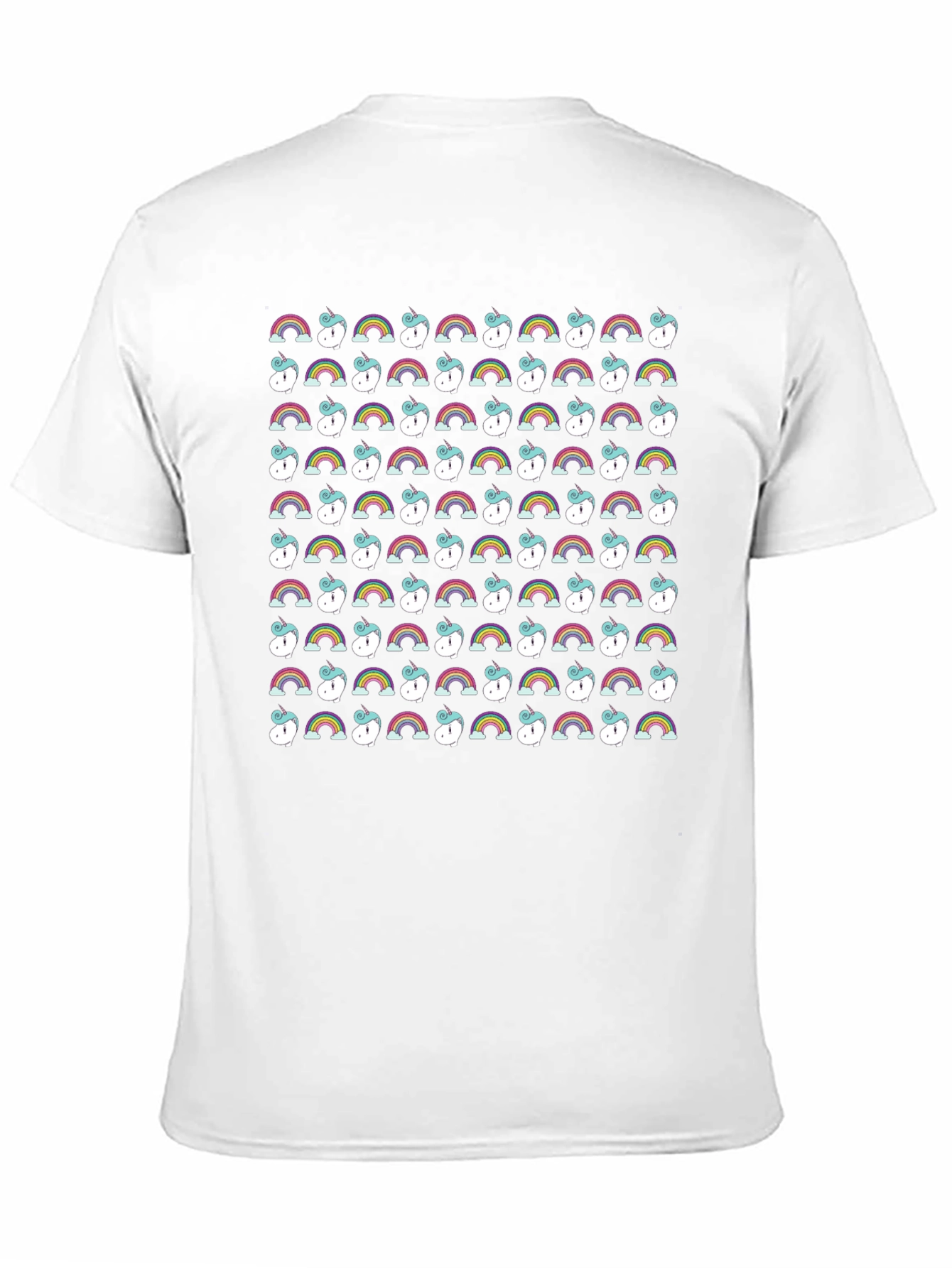 Rainbow Unicorn Pattern Black T-Shirt