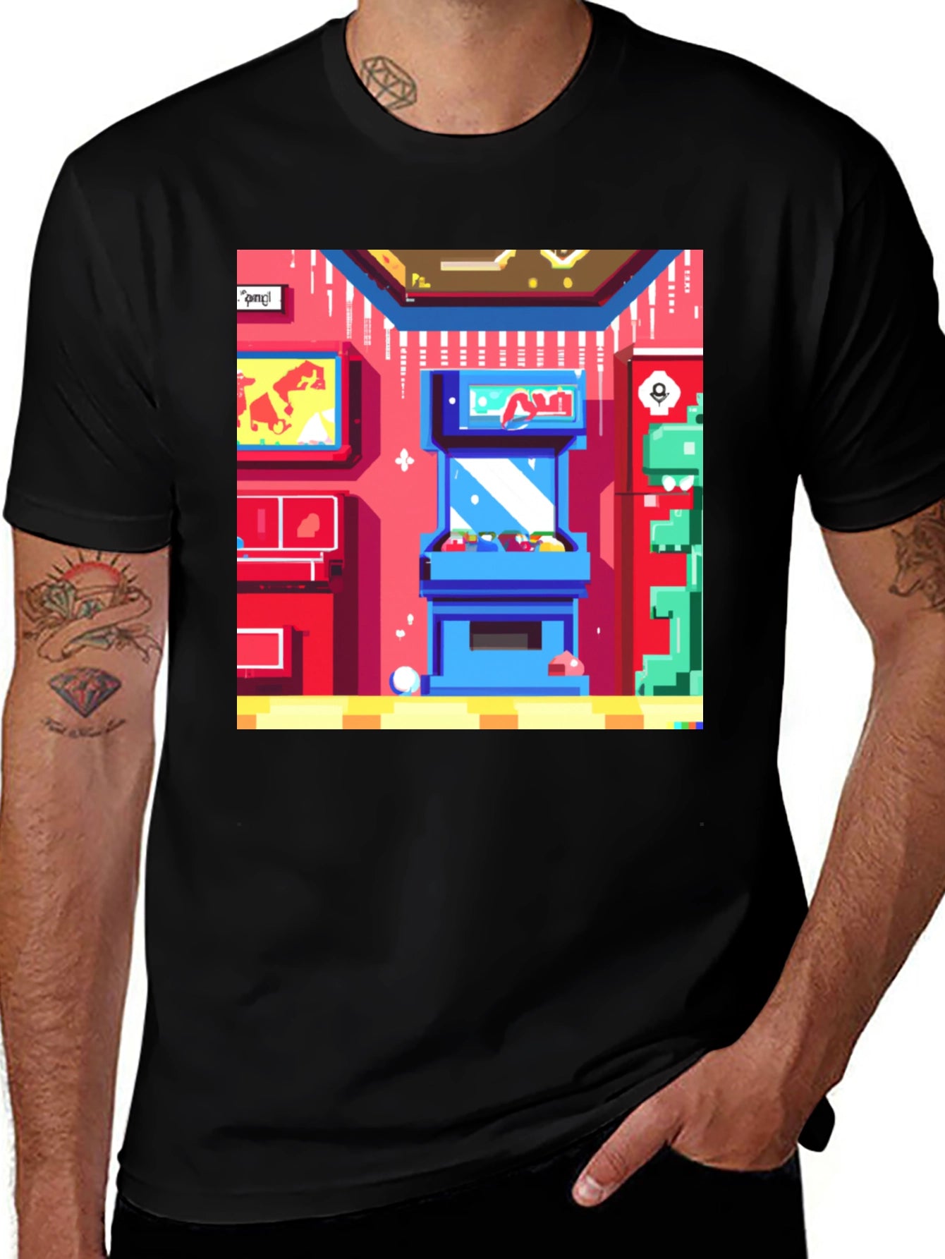 Retro Arcade Gamer T-Shirt - Black Cotton Tee