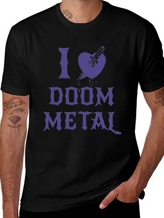 I Love Doom Metal T-Shirt - Graphic Print Black Tee