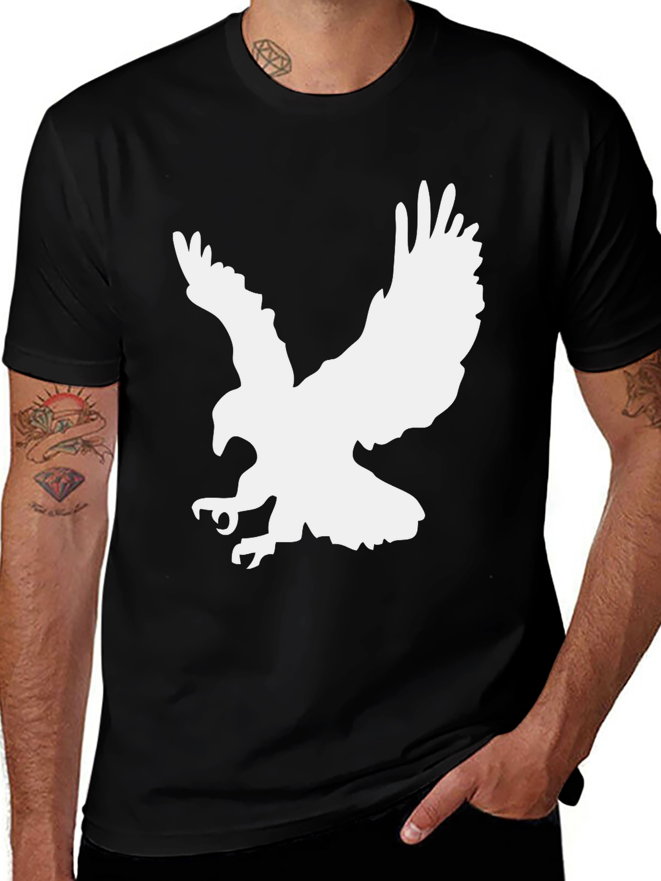 Mens Black Eagle Graphic T-Shirt