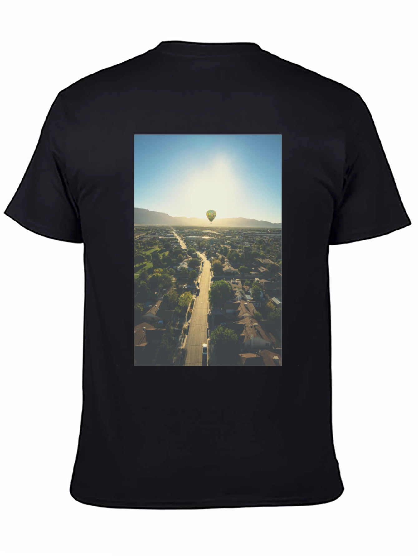 Hot Air Balloon Graphic Tee - Aerial View T-Shirt