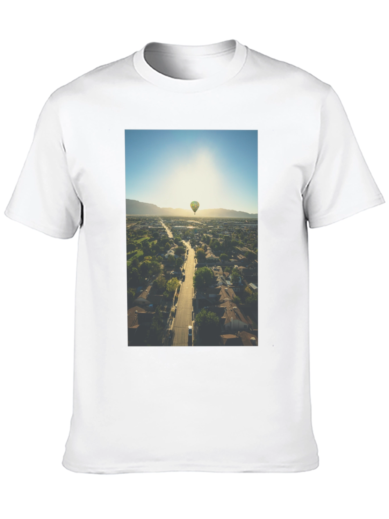 Hot Air Balloon Graphic Tee - Aerial View T-Shirt