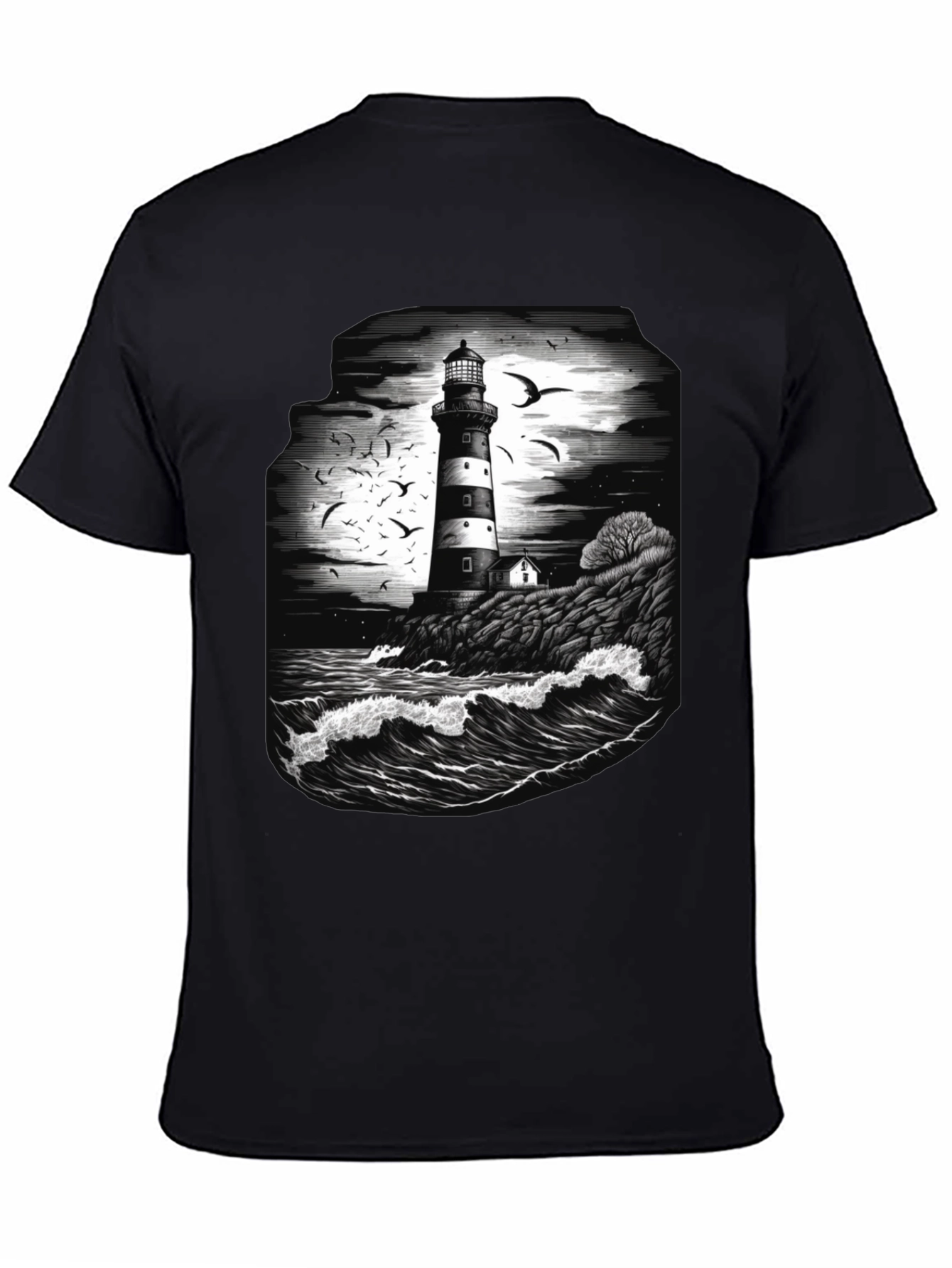 Lighthouse Graphic Tee - Coastal Ocean Scene Shirt