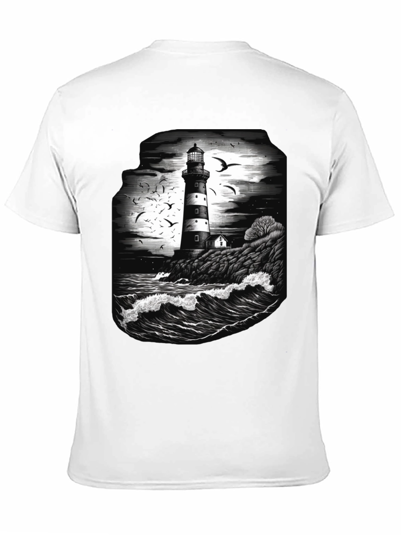 Lighthouse Graphic Tee - Coastal Ocean Scene Shirt