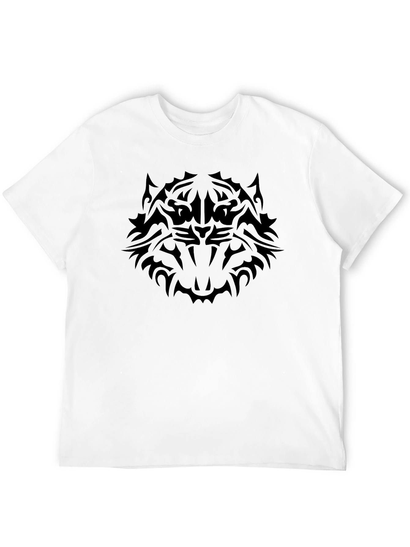 Black Tribal Tiger Graphic T-Shirt