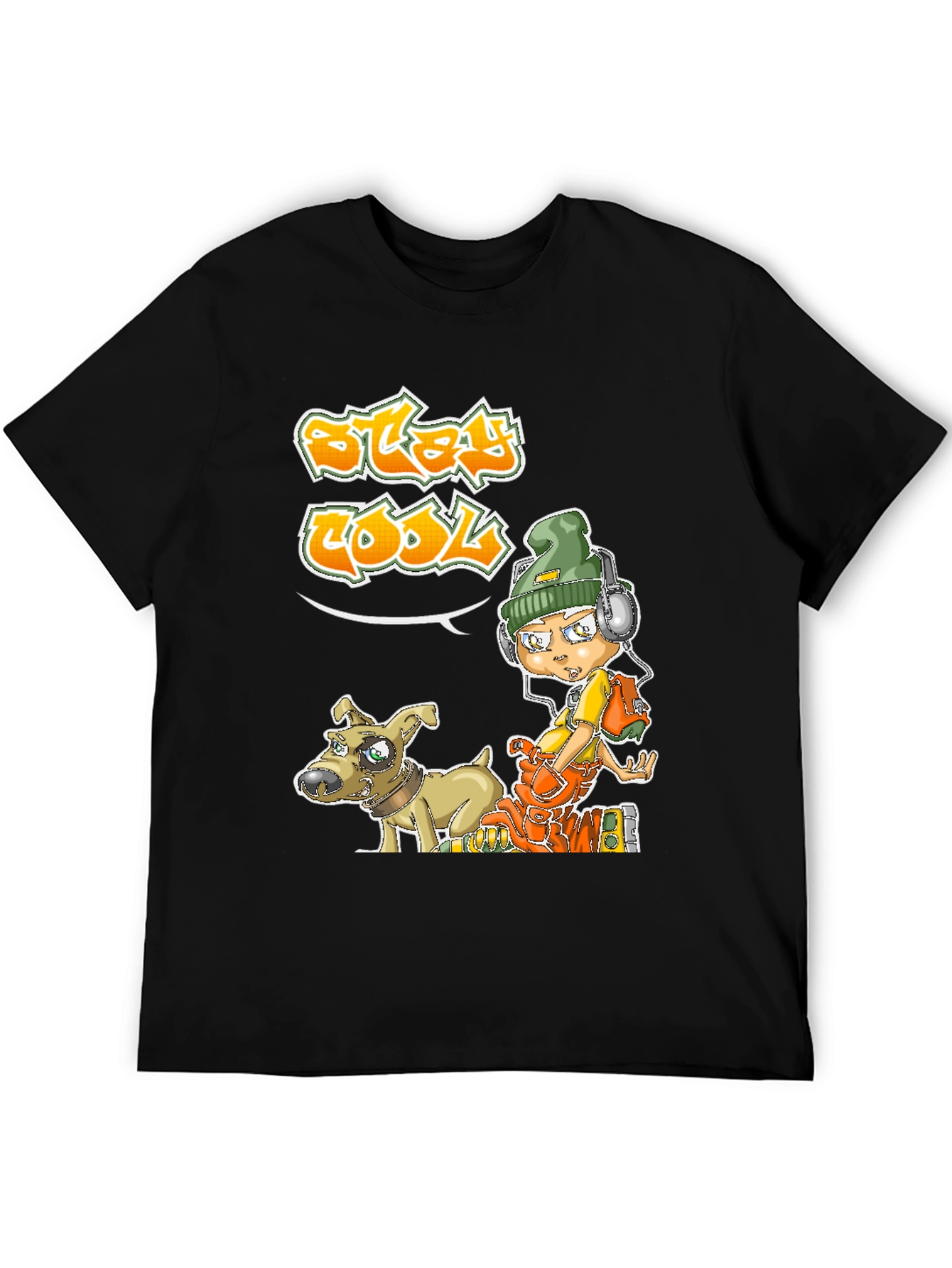 Cool Cartoon Graphic Black T-Shirt