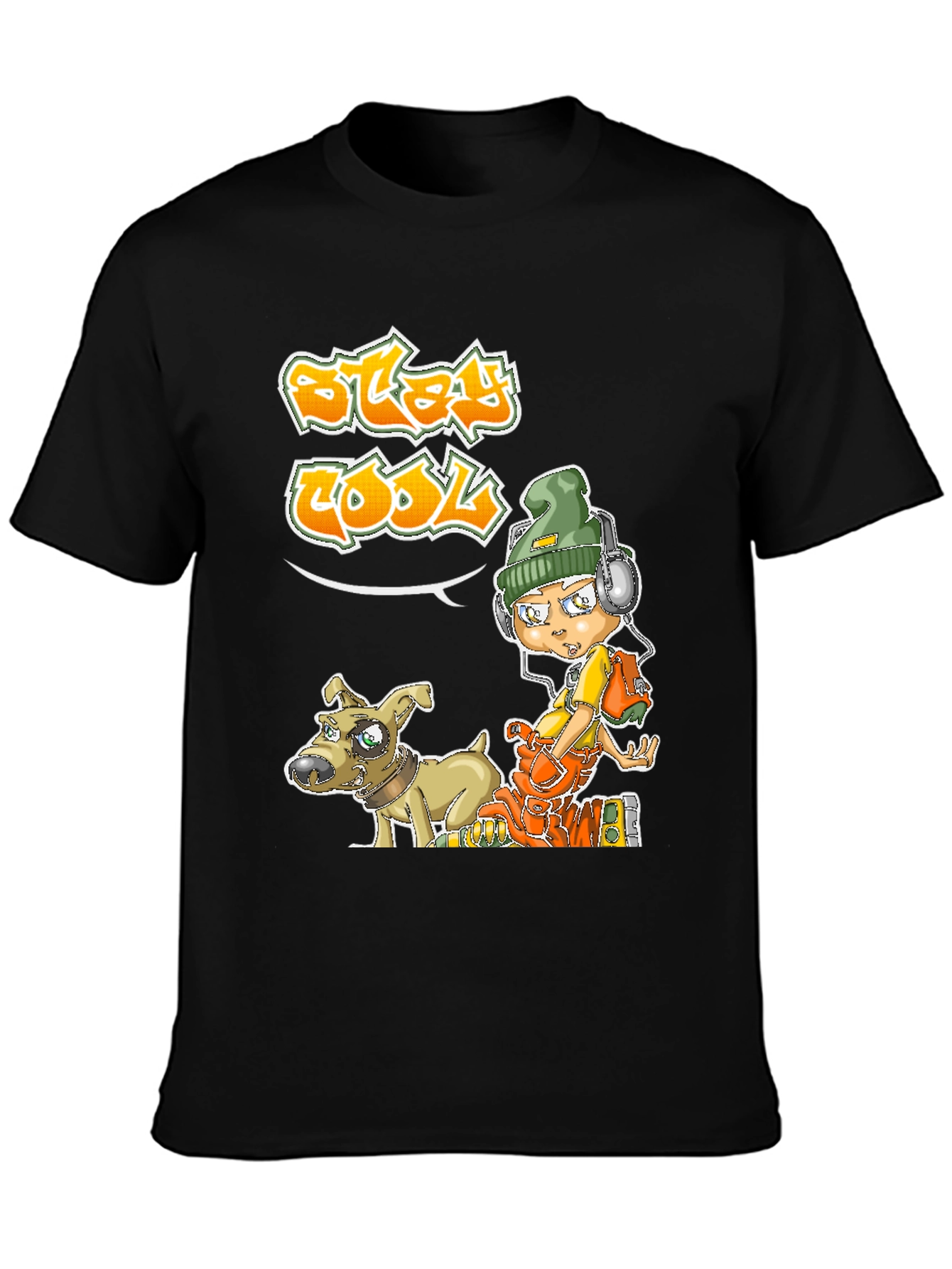 Cool Cartoon Graphic Black T-Shirt