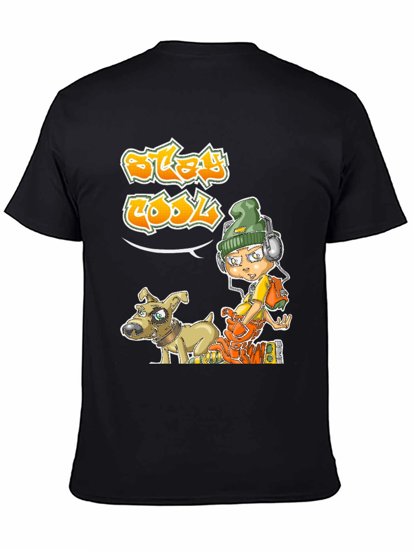 Cool Cartoon Graphic Black T-Shirt