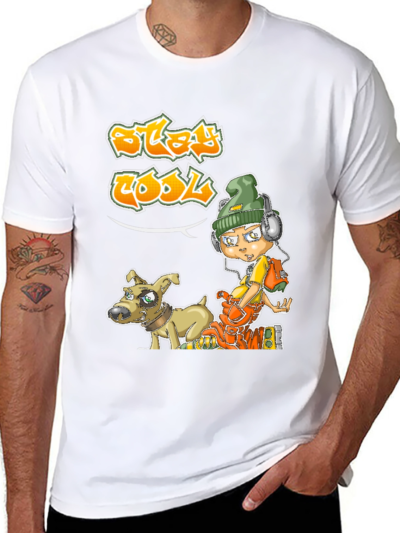 Cool Cartoon Graphic Black T-Shirt