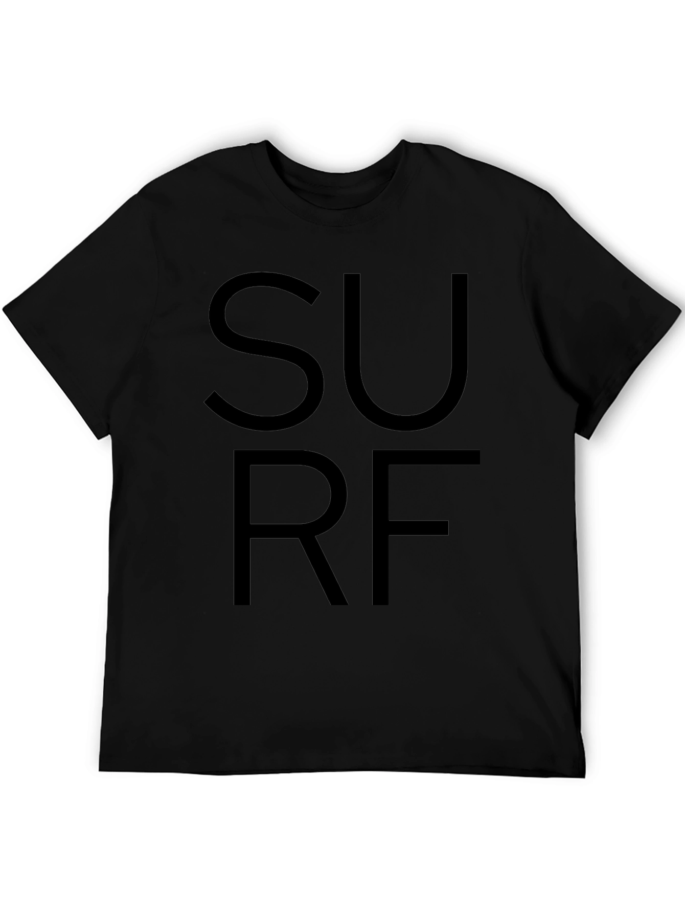 Black SURF Graphic Tee Shirt - Casual Style