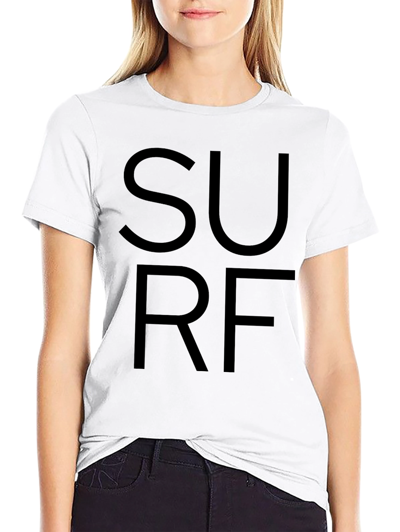Black SURF Graphic Tee Shirt - Casual Style