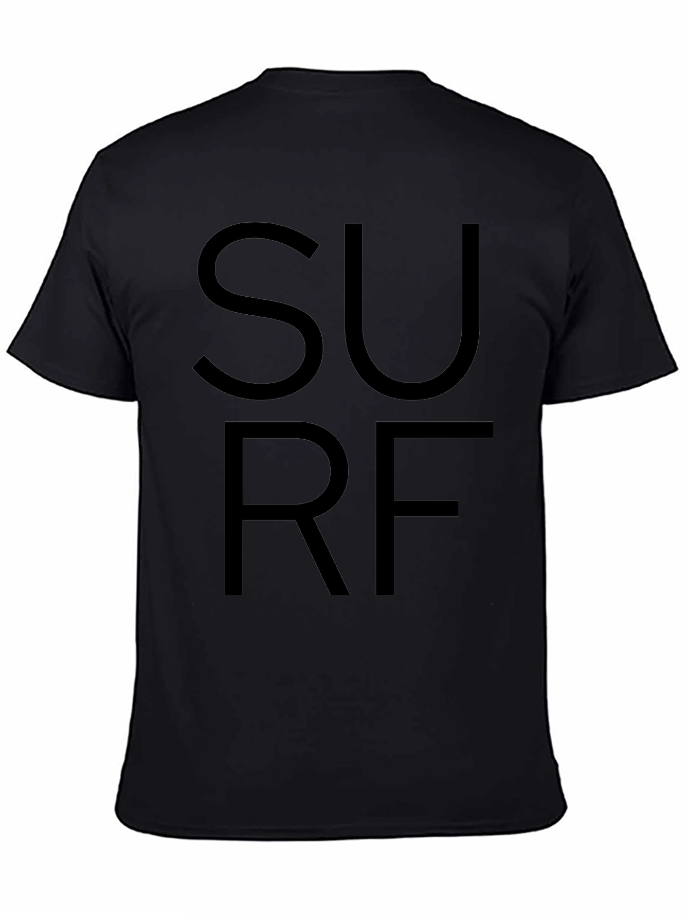 Black SURF Graphic Tee Shirt - Casual Style