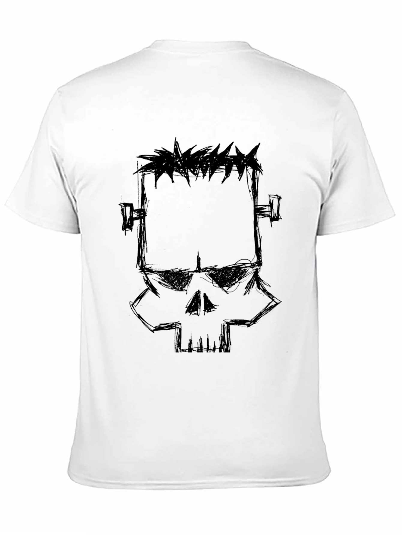 Frankenstein Skull Graphic Black T-Shirt