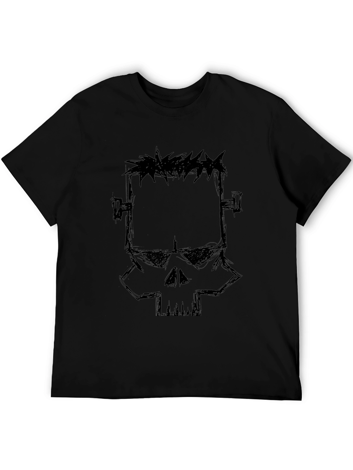 Frankenstein Skull Graphic Black T-Shirt