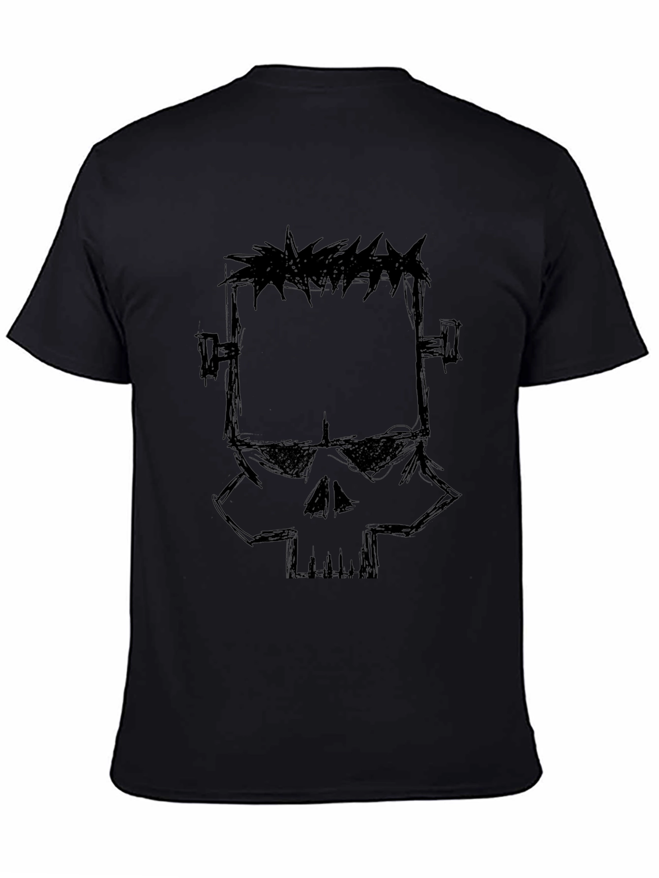 Frankenstein Skull Graphic Black T-Shirt