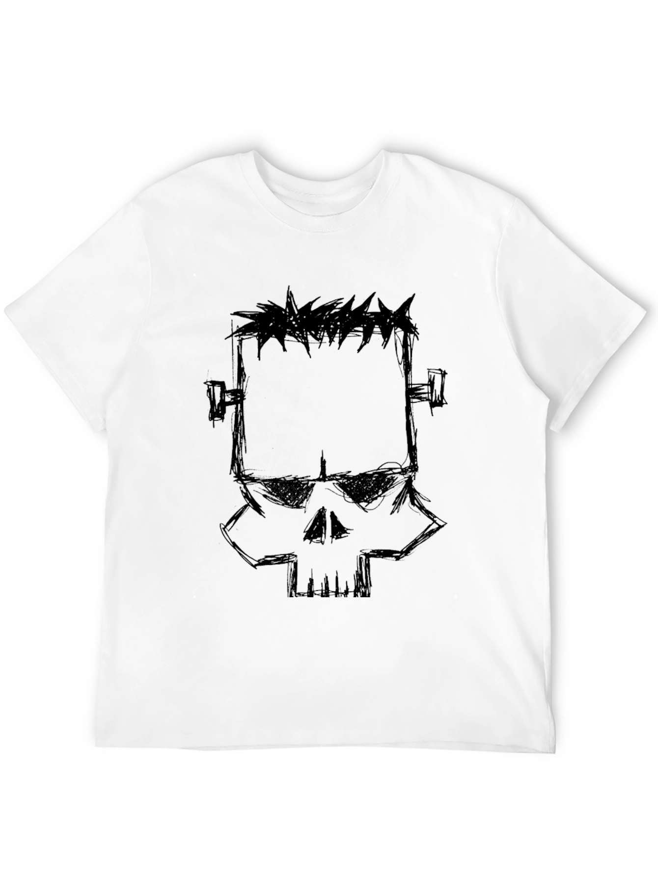 Frankenstein Skull Graphic Black T-Shirt