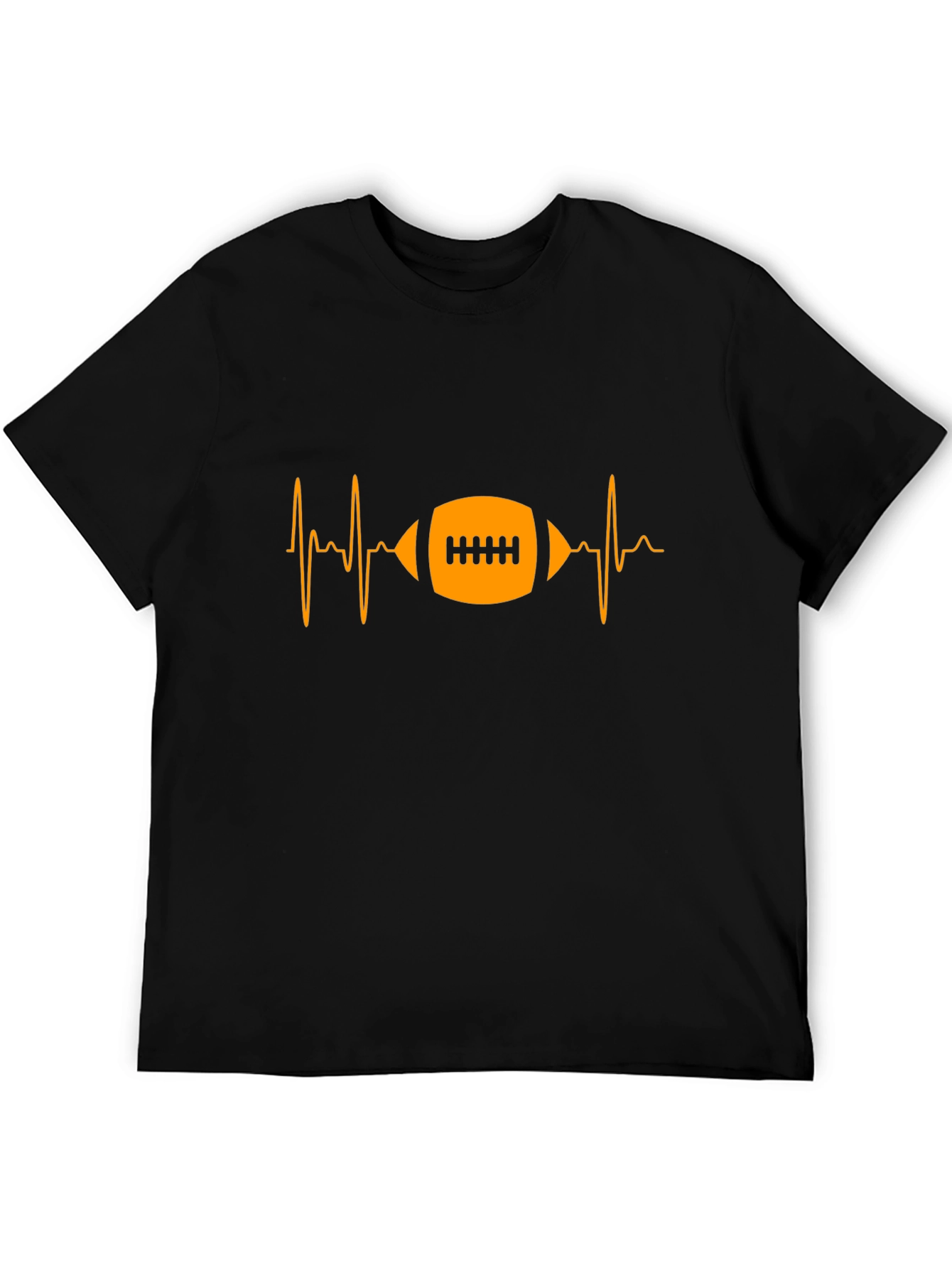 Football Heartbeat Graphic Tee - Black Cotton T-Shirt
