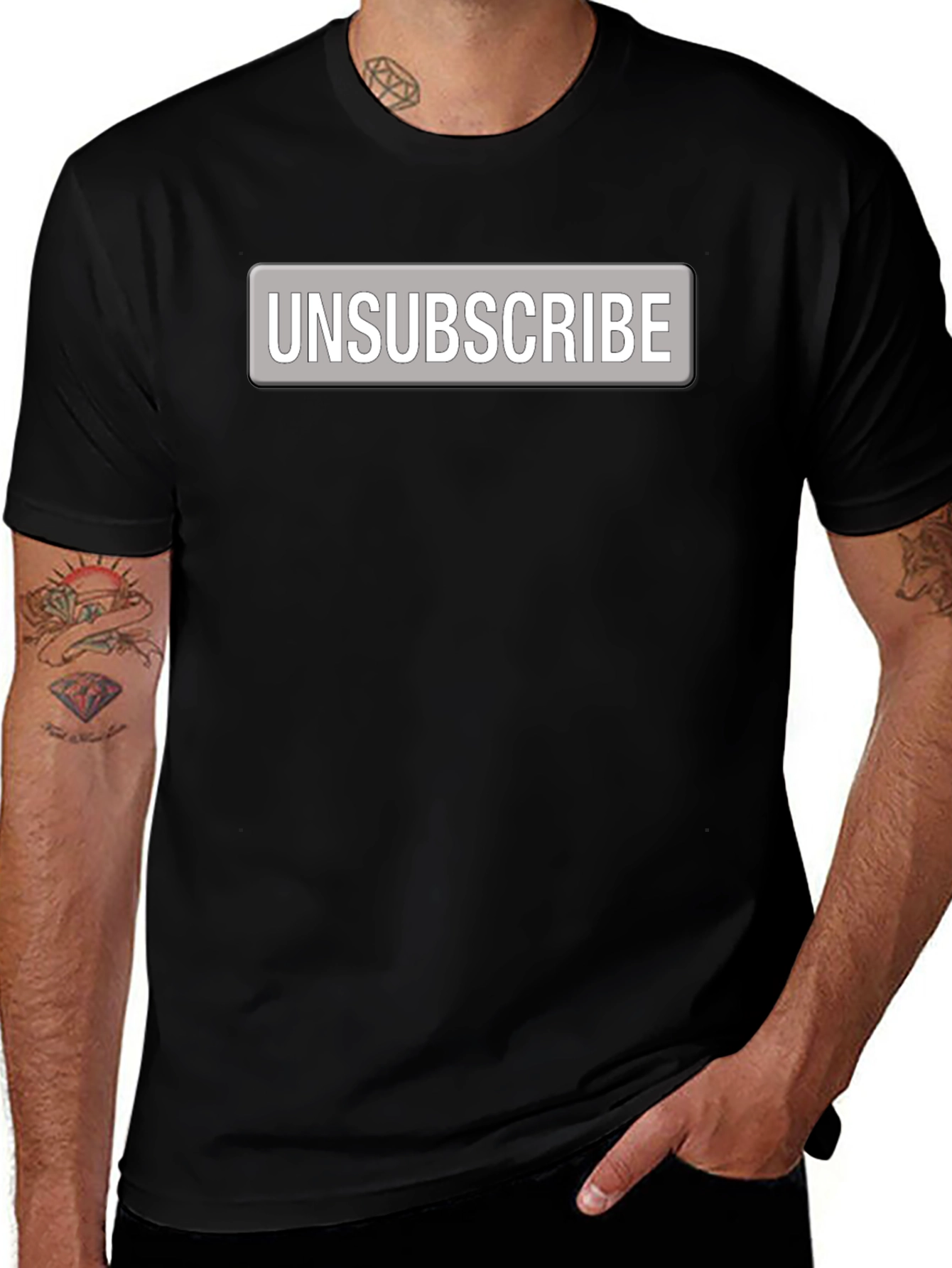 Unsubscribe Button Graphic Tee - Bold Statement Shirt