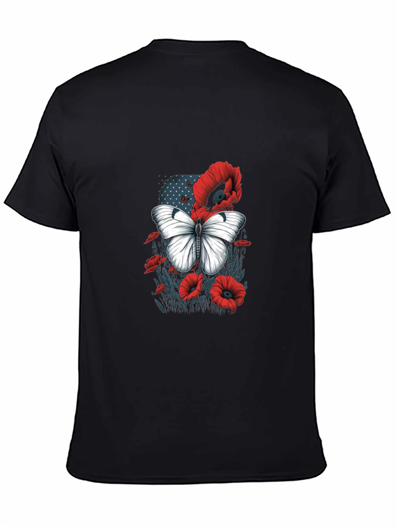 Butterfly & Poppy Graphic Tee - Classic Black T-Shirt
