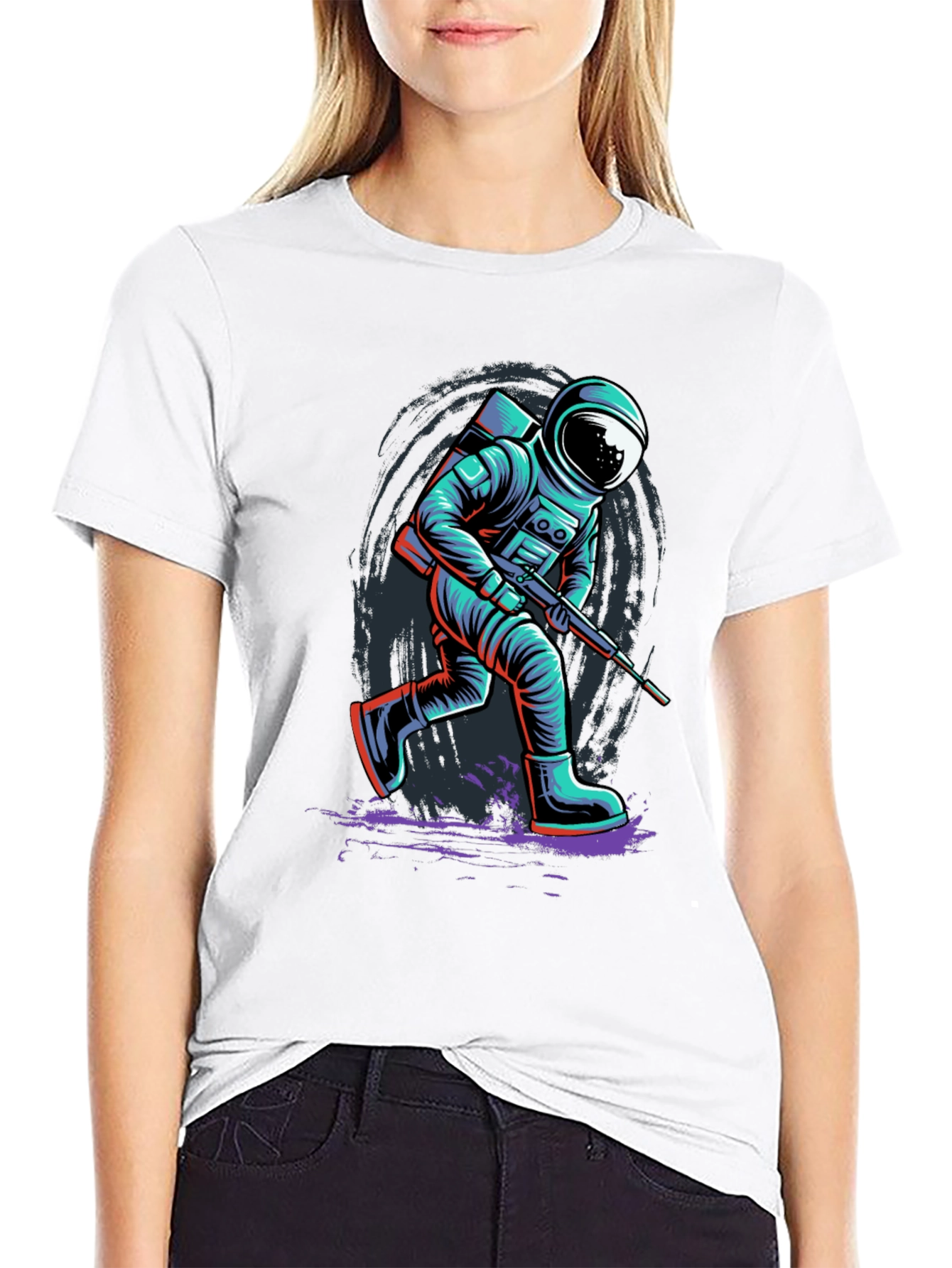 Astronaut Graphic Print T-Shirt - Sci-Fi Style