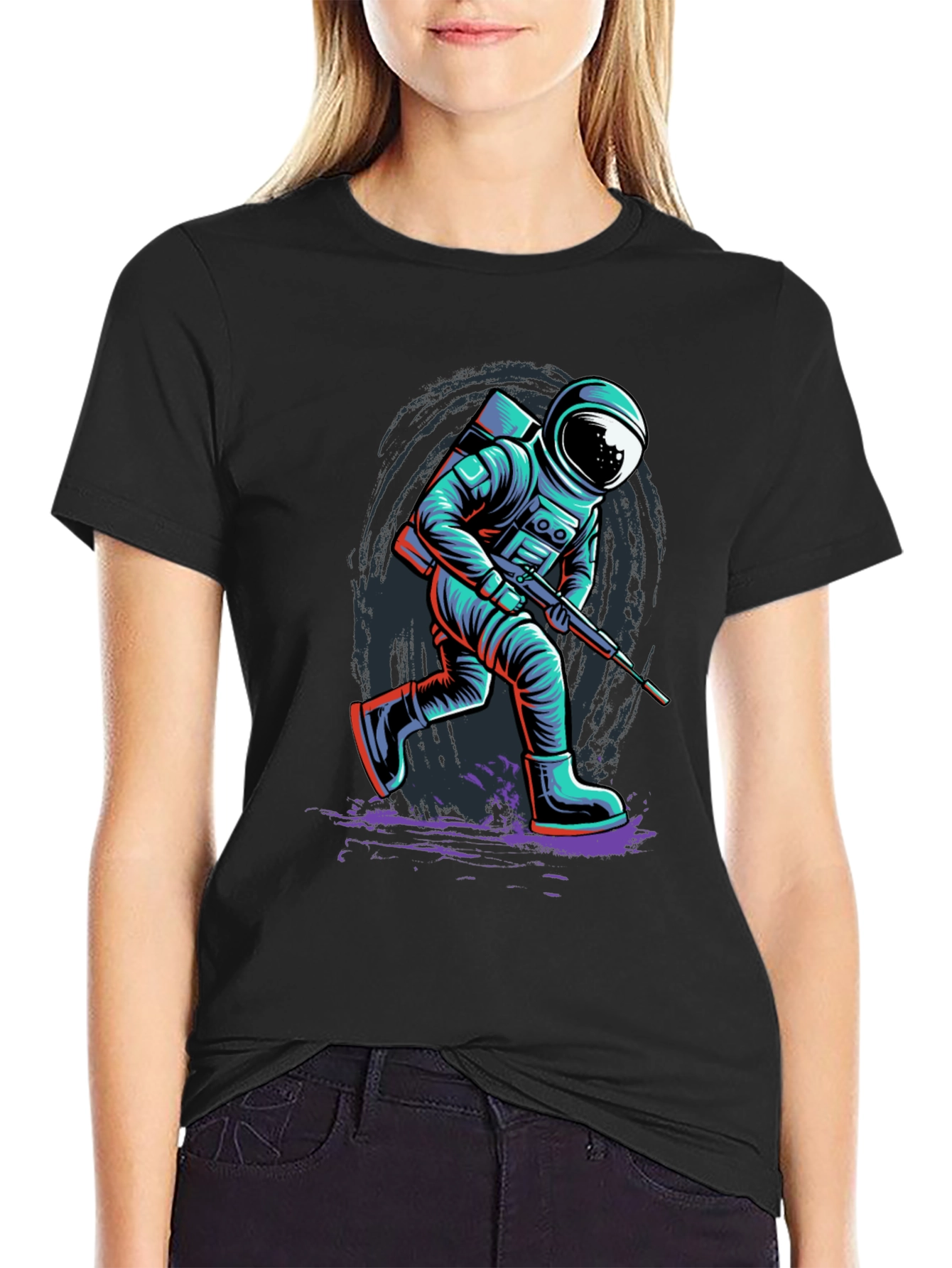 Astronaut Graphic Print T-Shirt - Sci-Fi Style