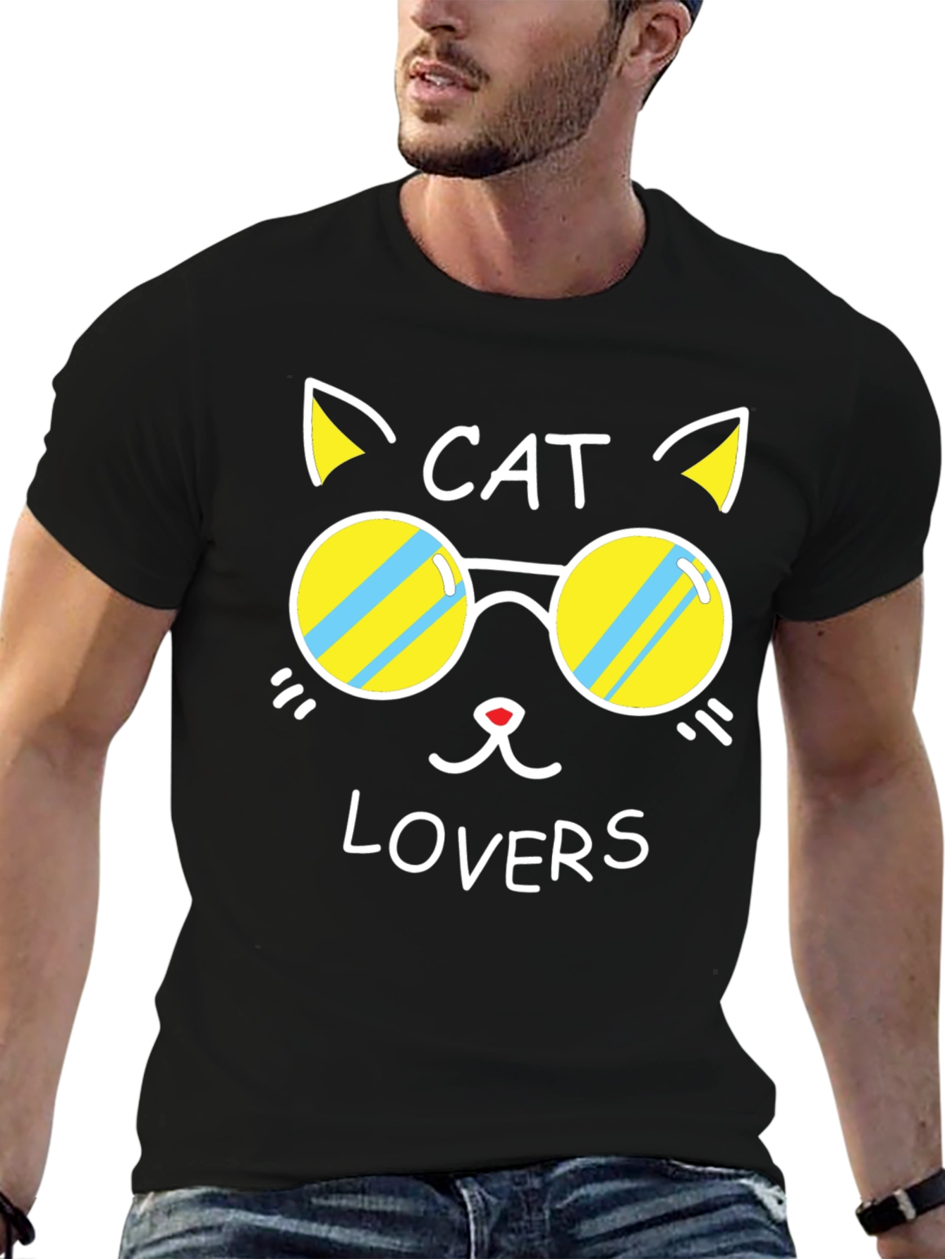 Cat Lovers Black Graphic Tee