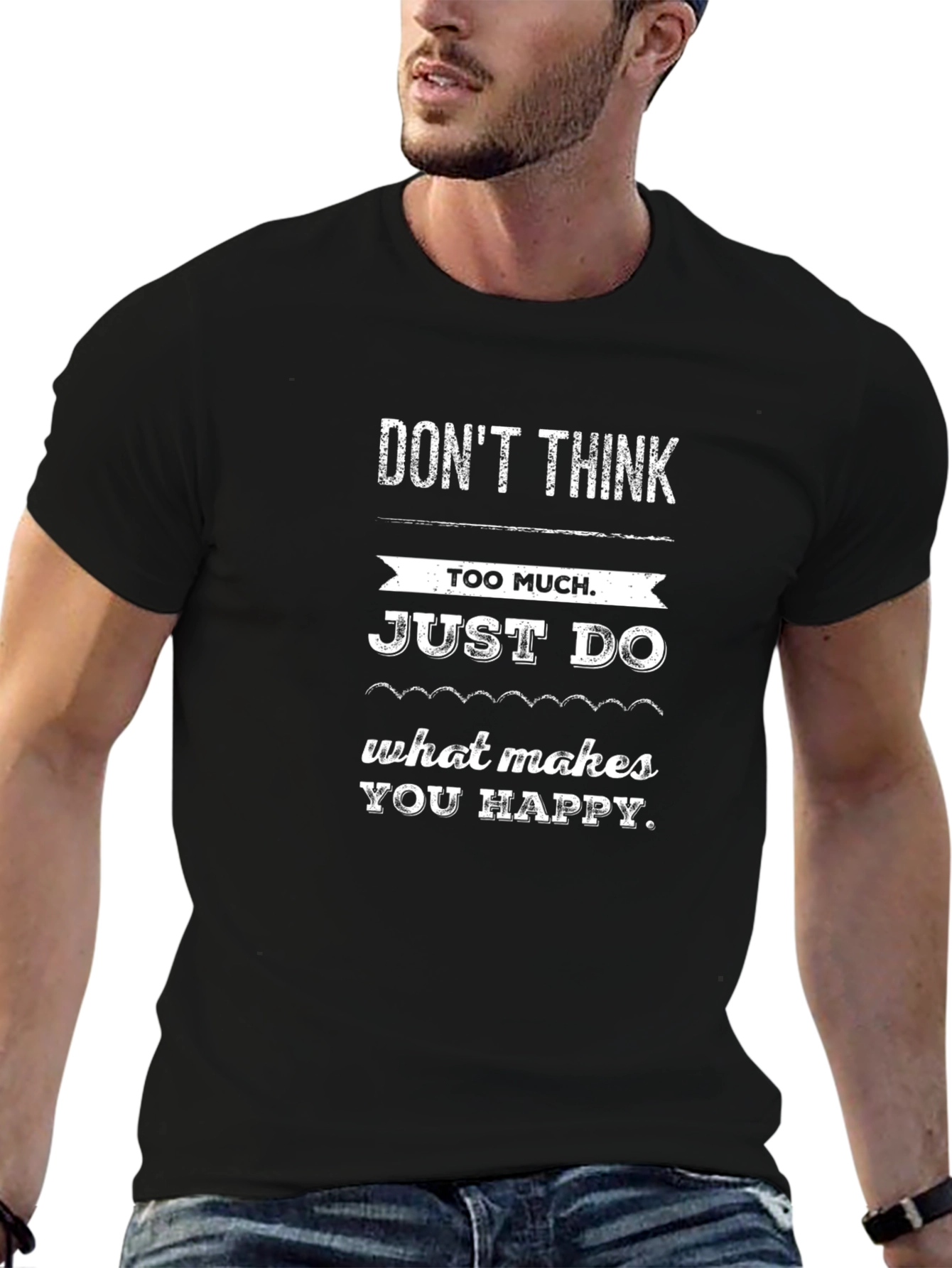 Dont Think Just Do Black Graphic T-Shirt