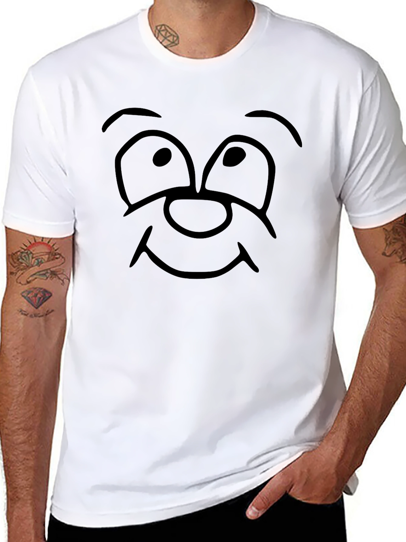 Cartoon Face Graphic Black T-Shirt