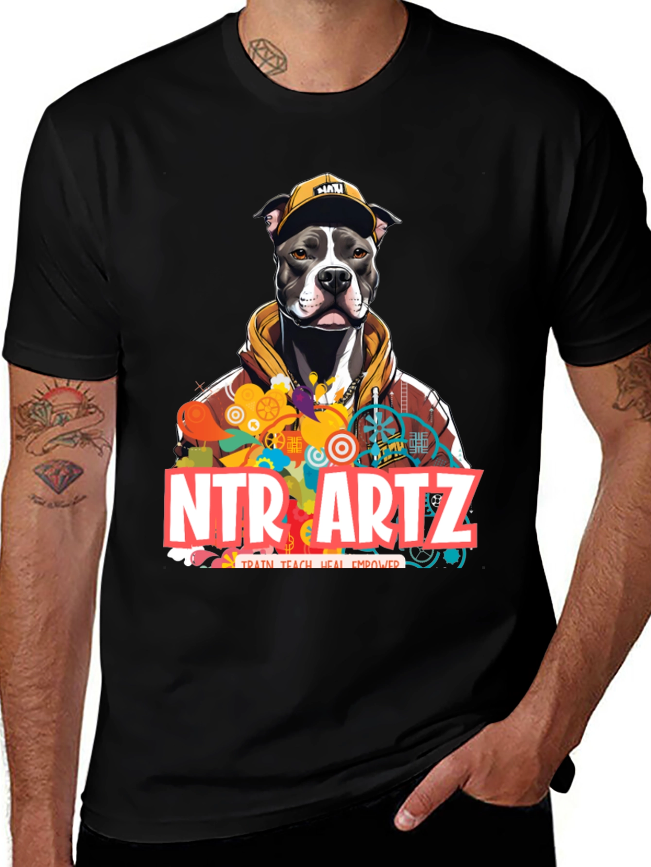 NTR Artz Dog Graphic Black T-Shirt