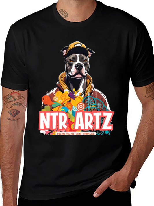 NTR Artz Dog Graphic Black T-Shirt