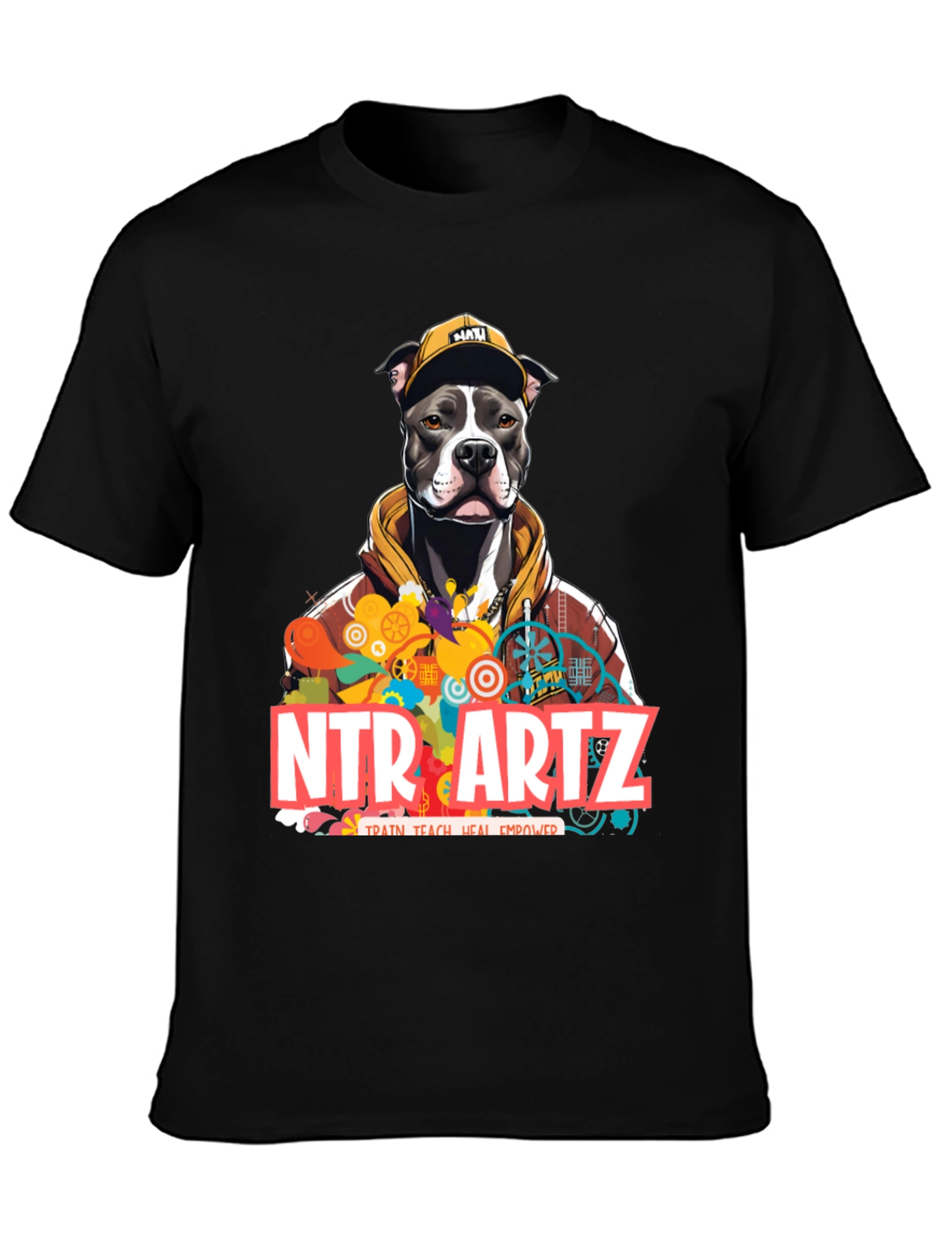 NTR Artz Dog Graphic Black T-Shirt
