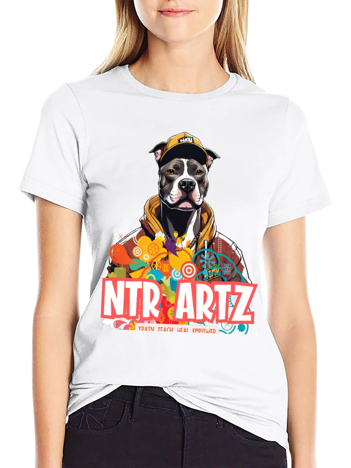 NTR Artz Dog Graphic Black T-Shirt