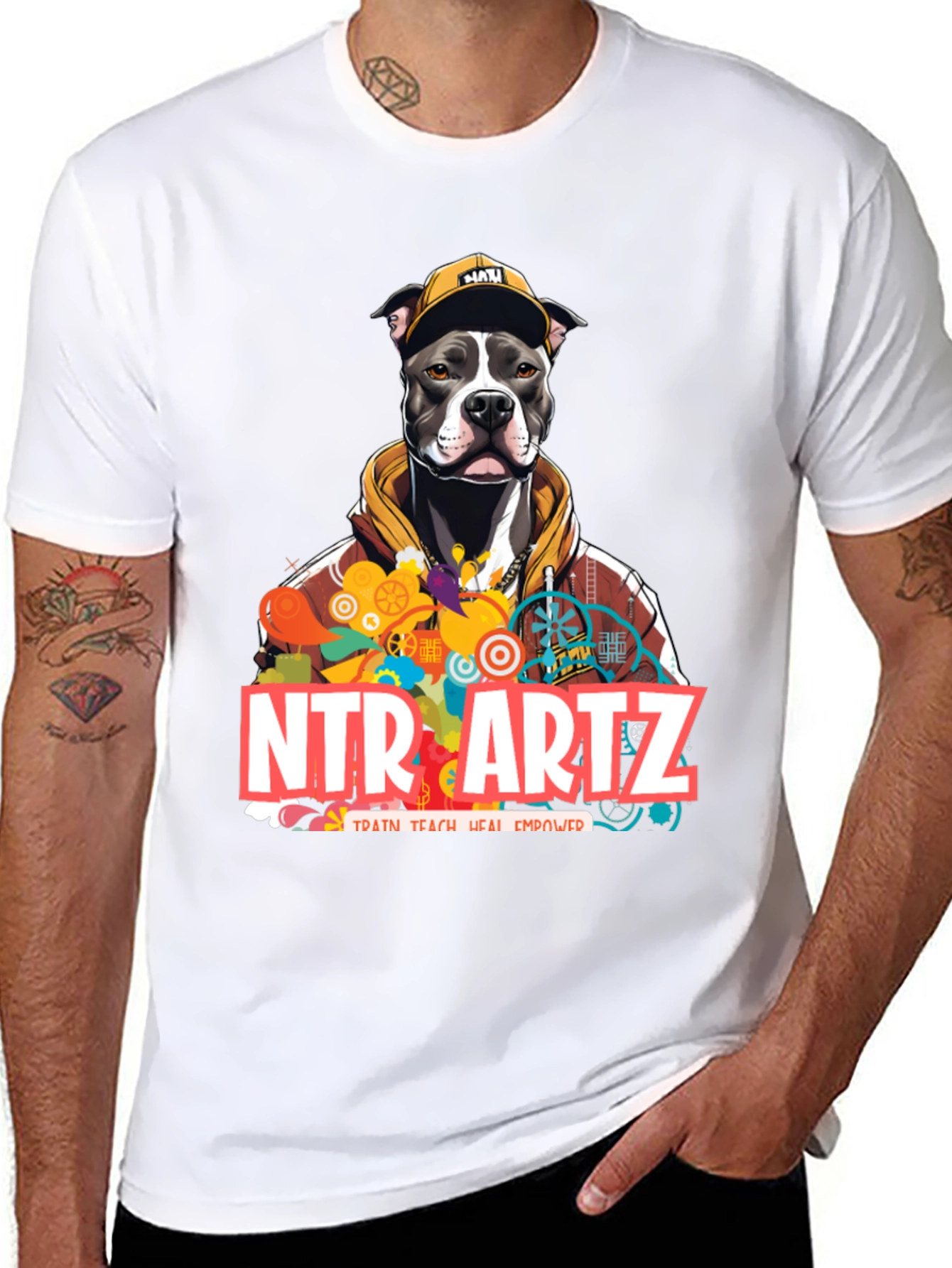 NTR Artz Dog Graphic Black T-Shirt