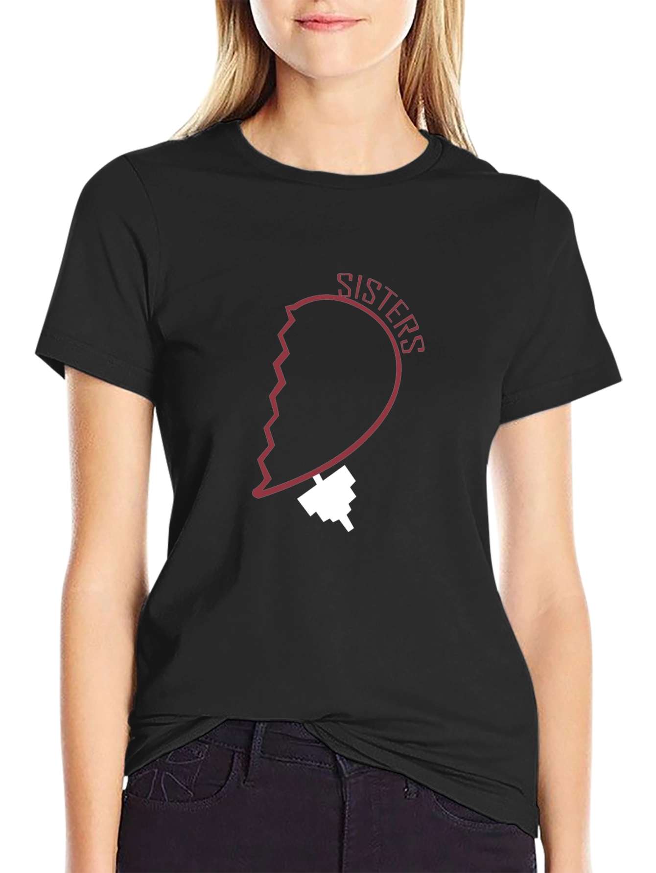 Sisters Heart Graphic Tee - Black