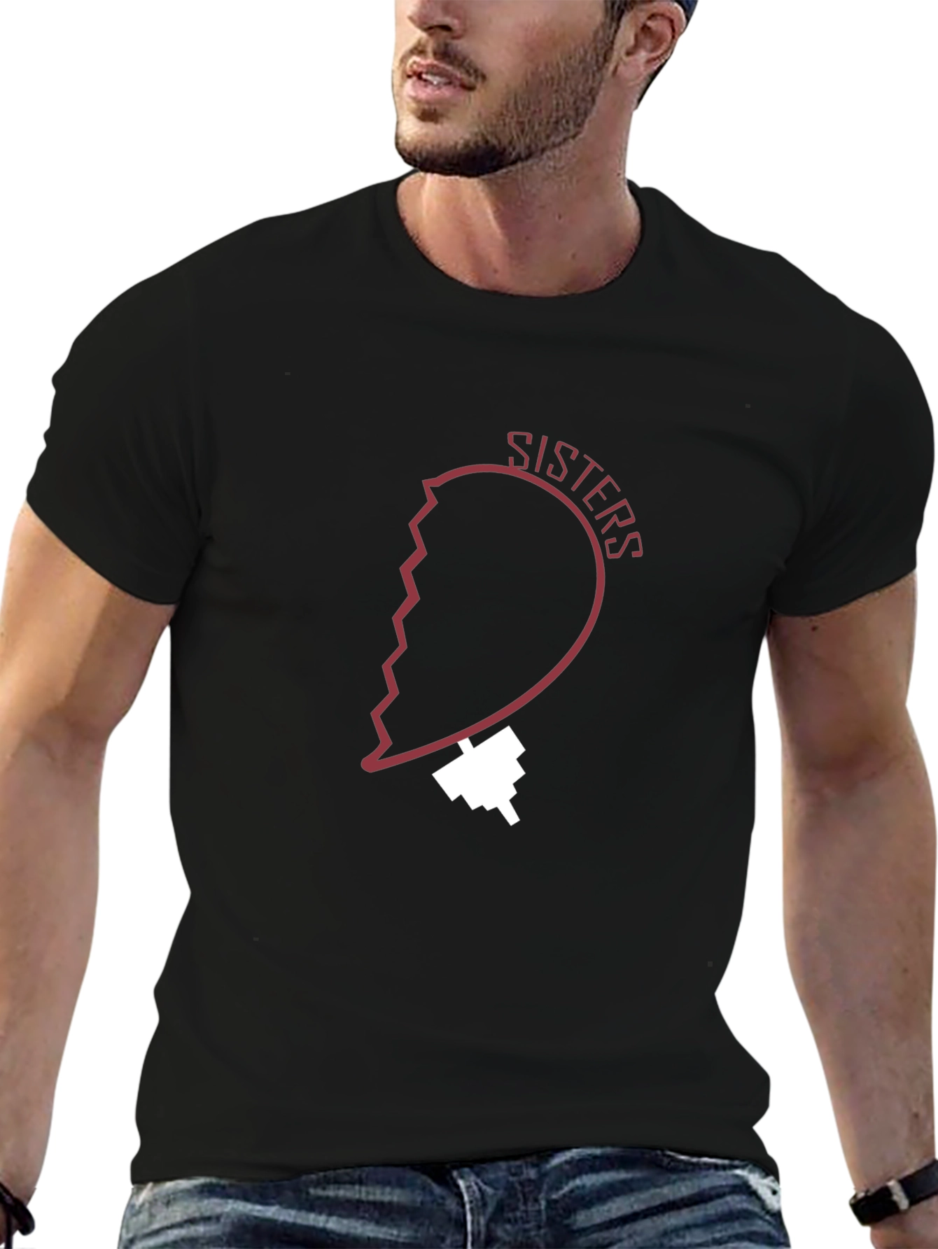 Sisters Heart Graphic Tee - Black