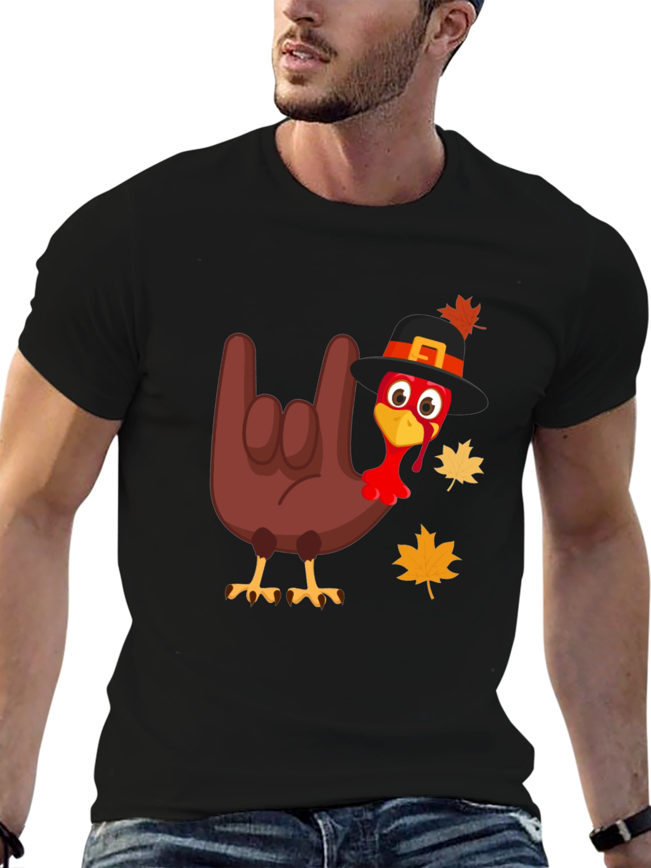 Thanksgiving Turkey Rock On Graphic Tee